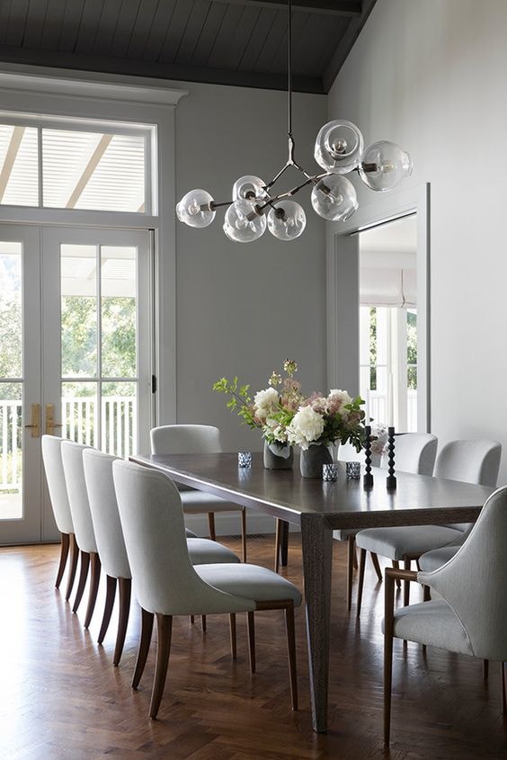 17 Marvelous Gray Dining Room Ideas, Dark Gray Dining Room Walls