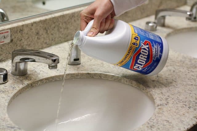 pour bleach down bathroom sink