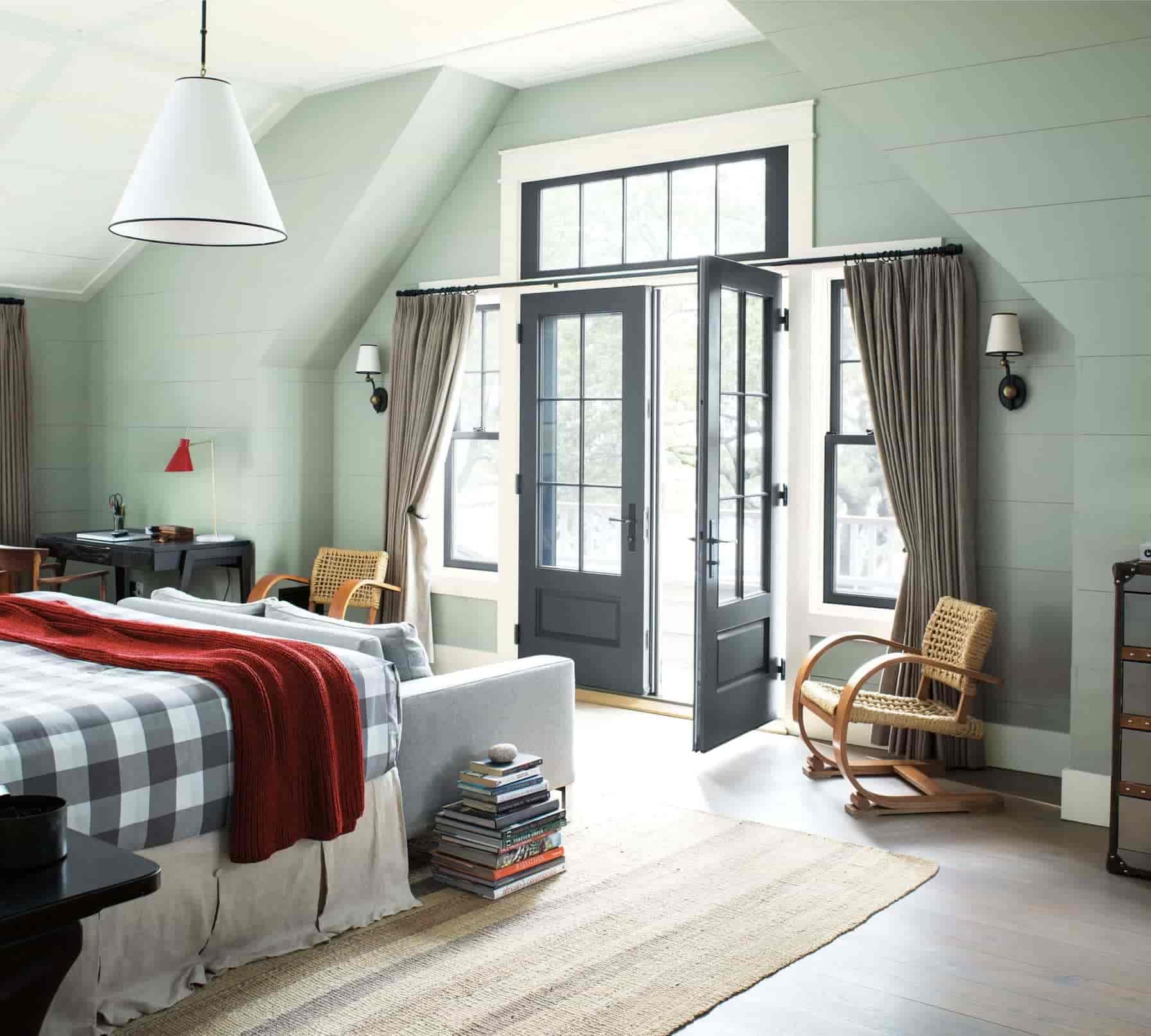 Gray and Pale Green Bedroom