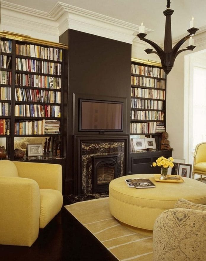 Brown and Yellow Reading Room