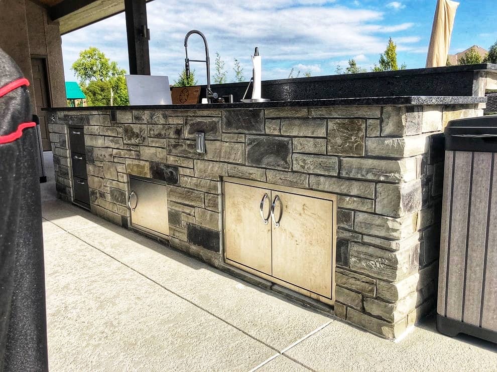 Stone Veneer Outdoor Kitchen