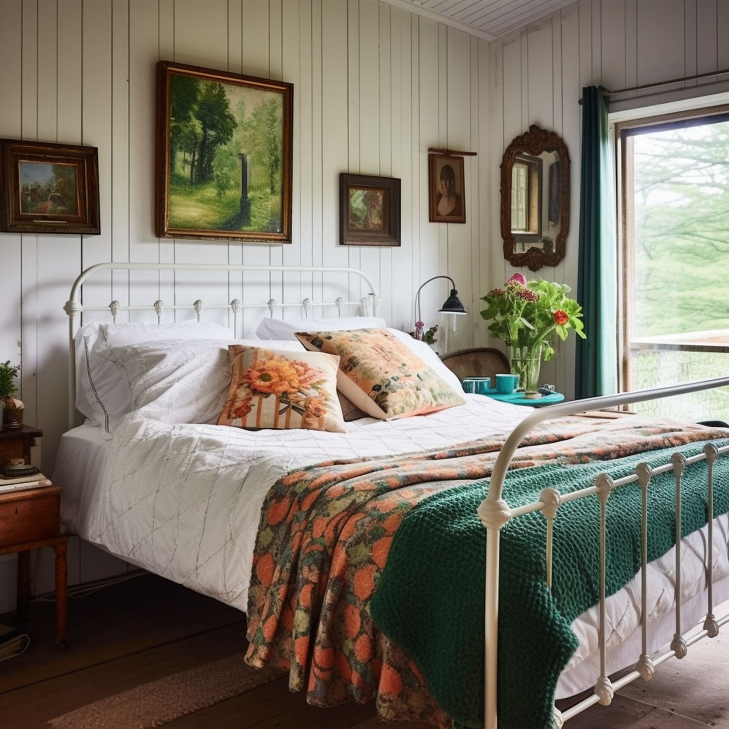 Cottagecore Bedroom With Metal Bed