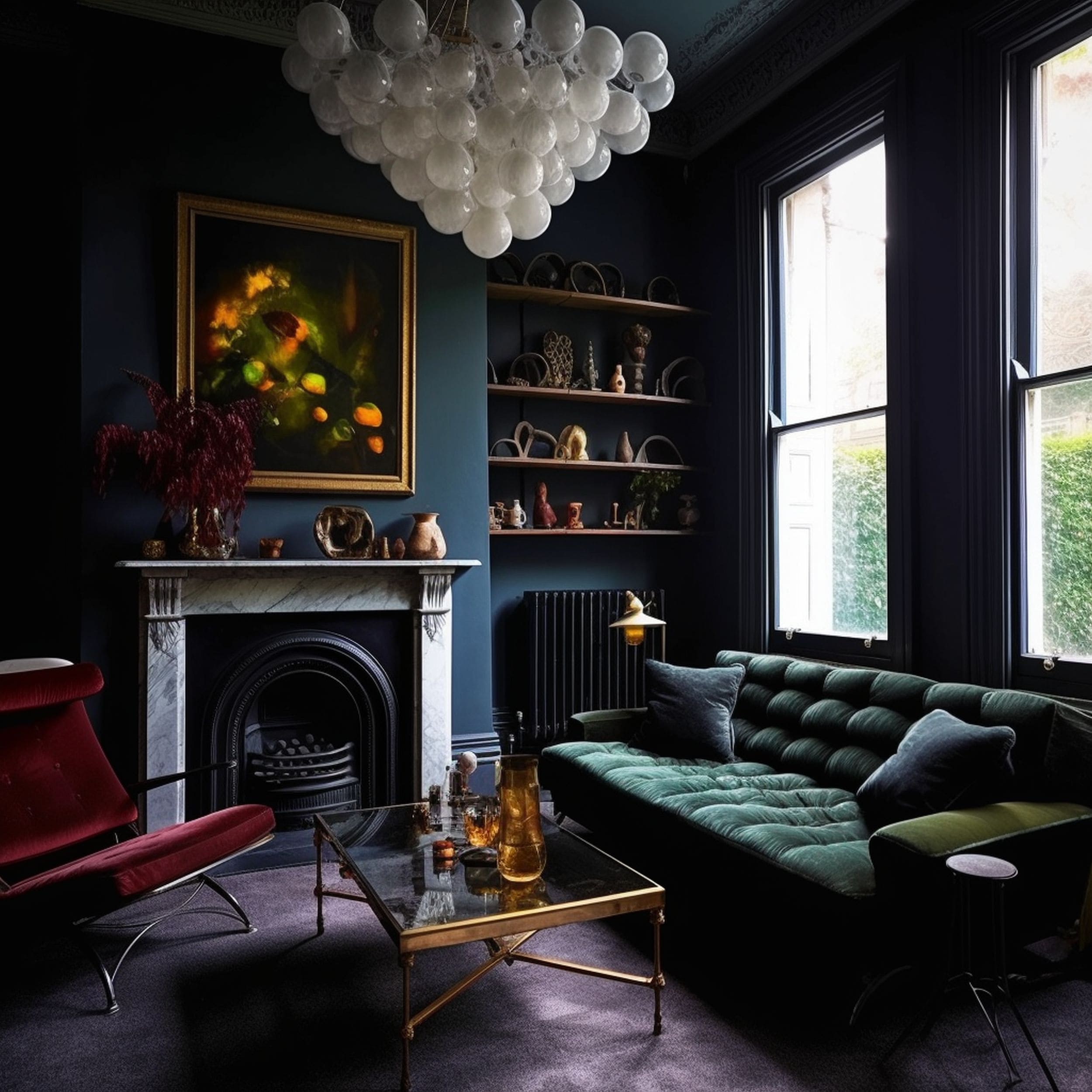 Jewel Toned Modern Victorian Living Room