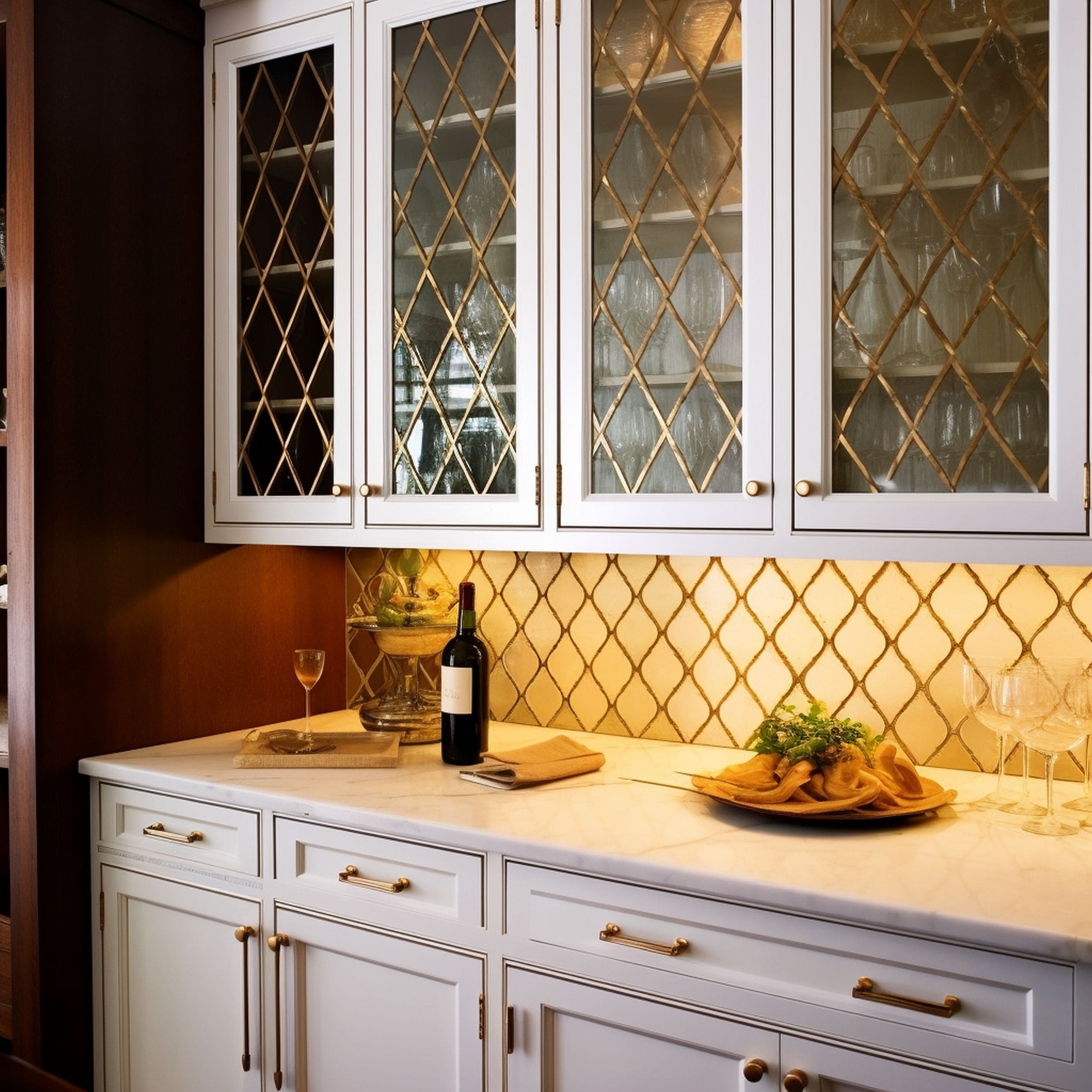 Butler Pantry With Diamond Patterns