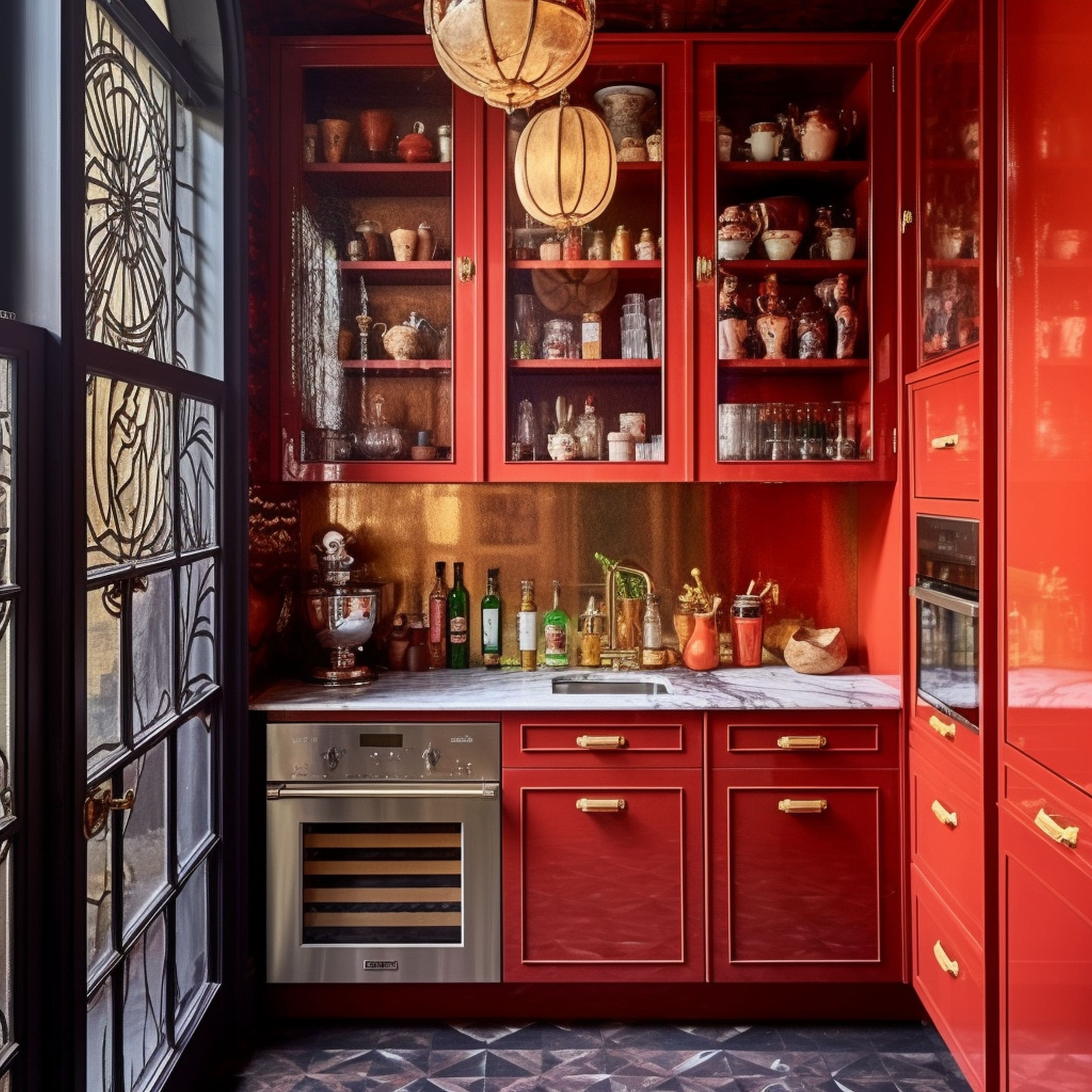 Eclectic Red Butler Pantry