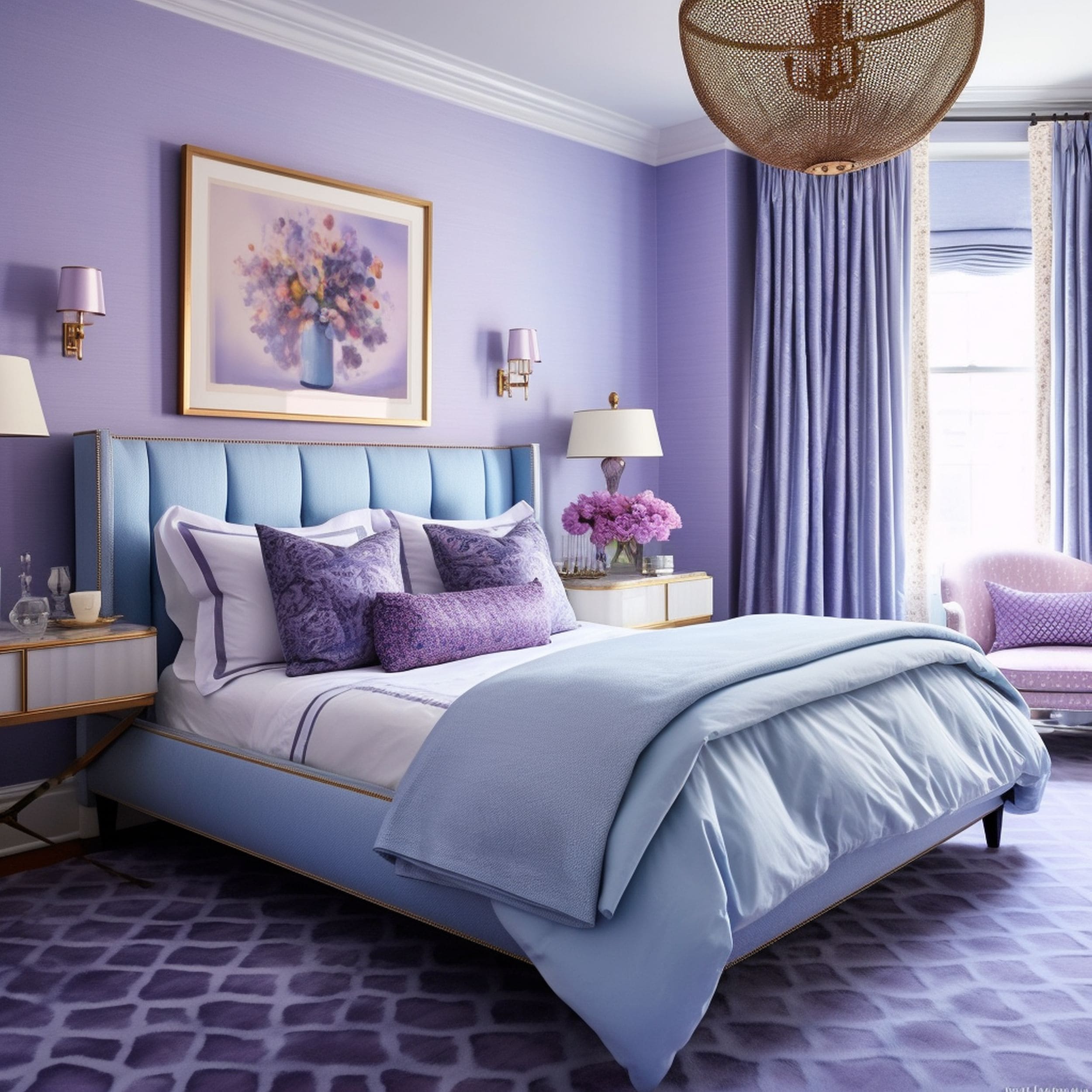 Lavender Purple and Blue Bedroom