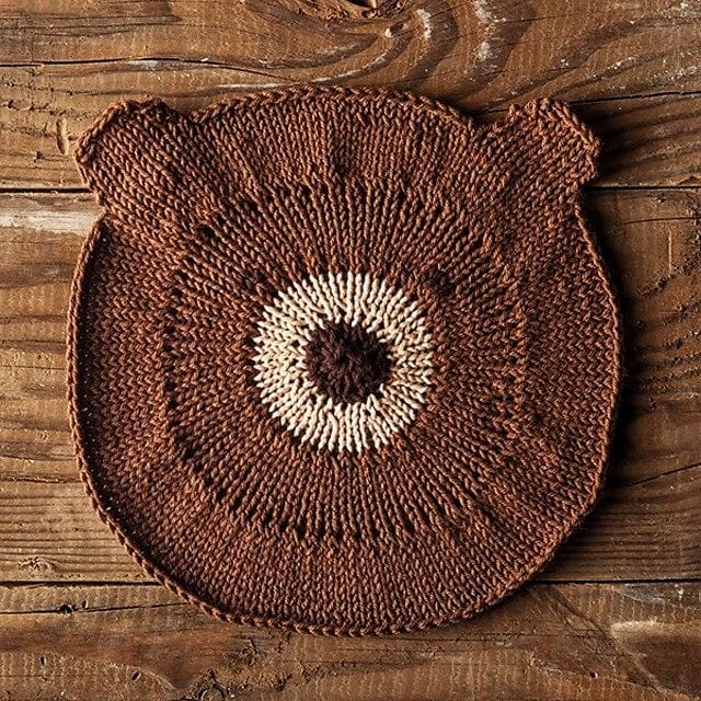 Bear Dishcloth Knitted With Cotton