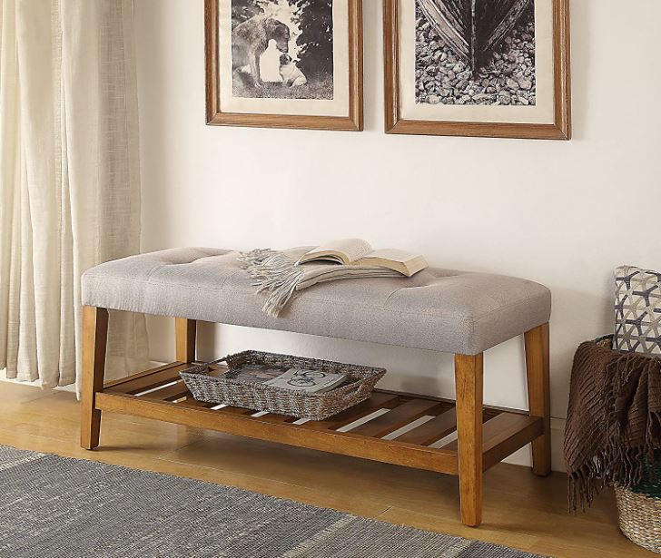 Gray and Wood Entryway Bench