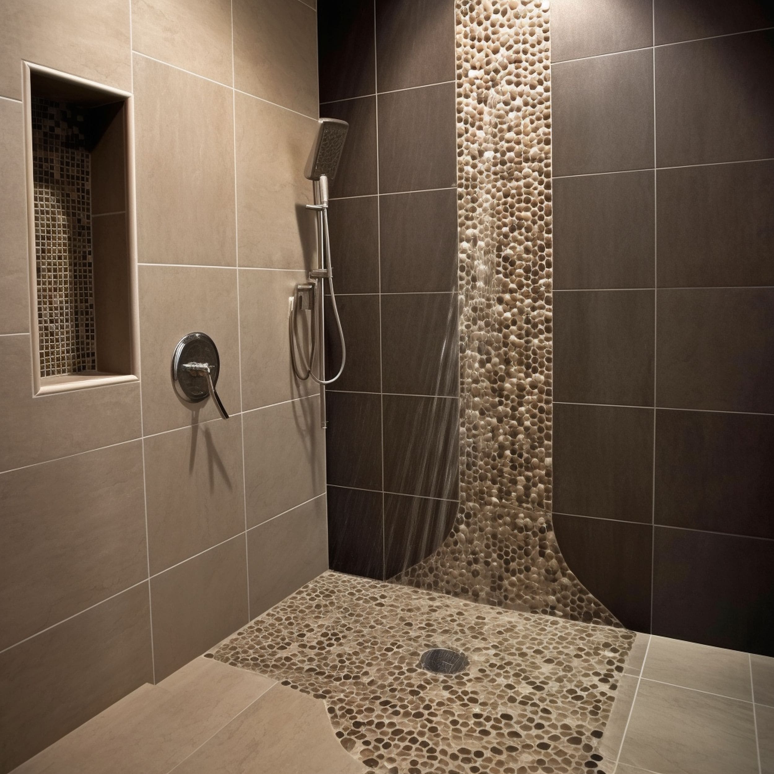 Waterfall Shower Tile Pouring Floor Design