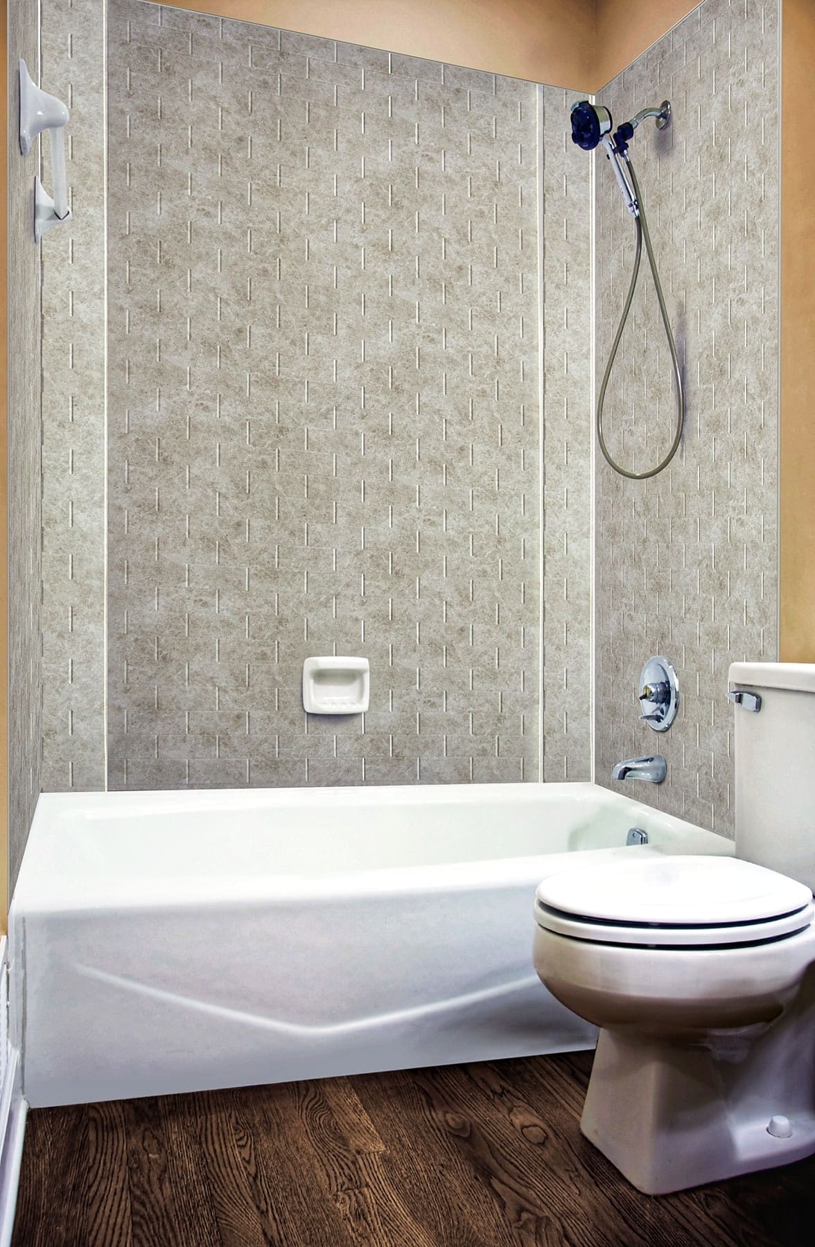 Shower With White Tub and Liners