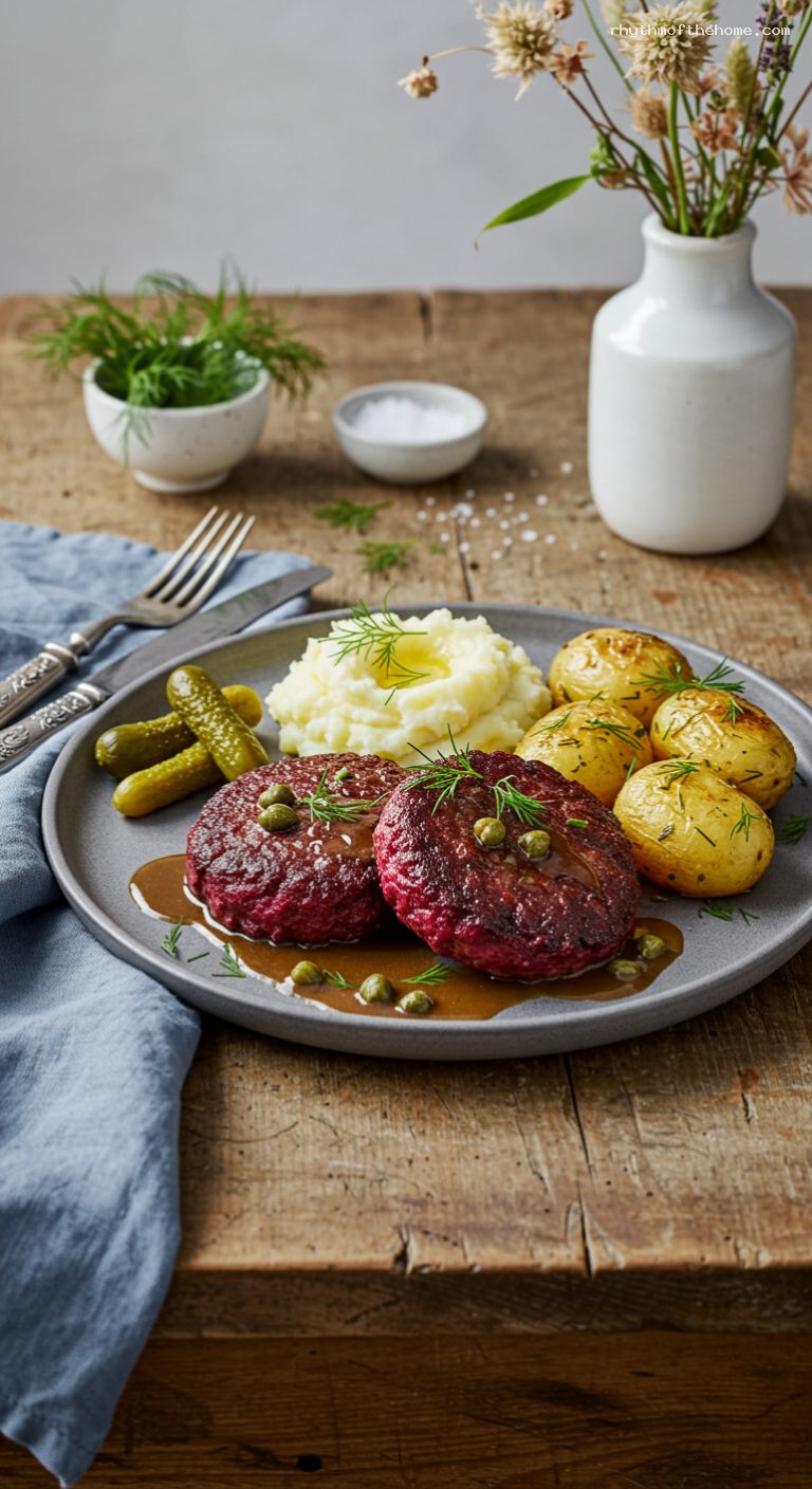 Biff à la Lindström with Rosy Beef Patties and Pickles – Rhythm of the Home