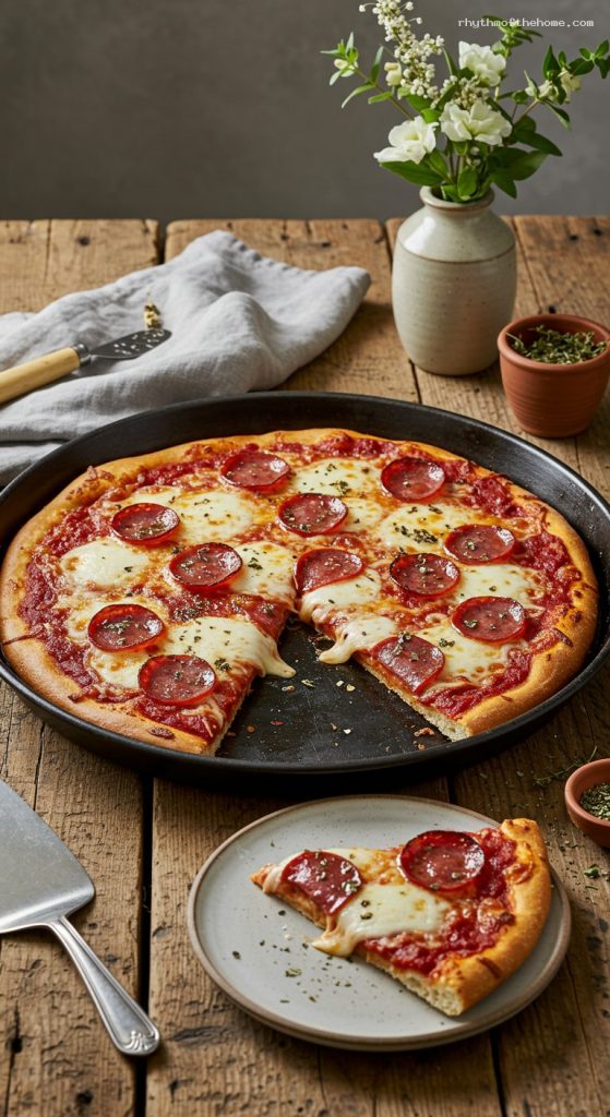 South Shore Bar Pizza with Lacy Cheese Edge Rhythm of the Home