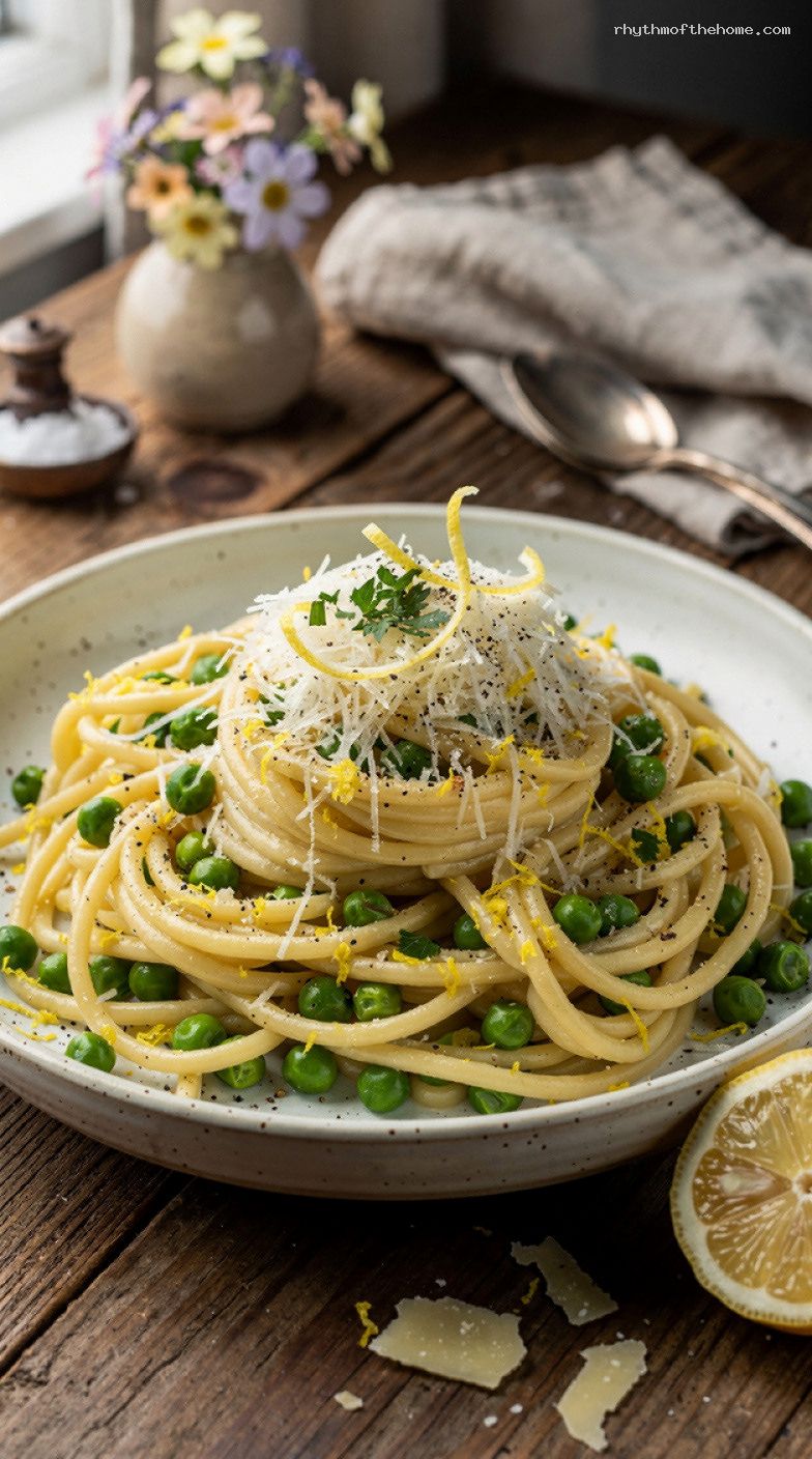 One-Pan Lemon Parmesan Pasta With Peas – Rhythm of the Home