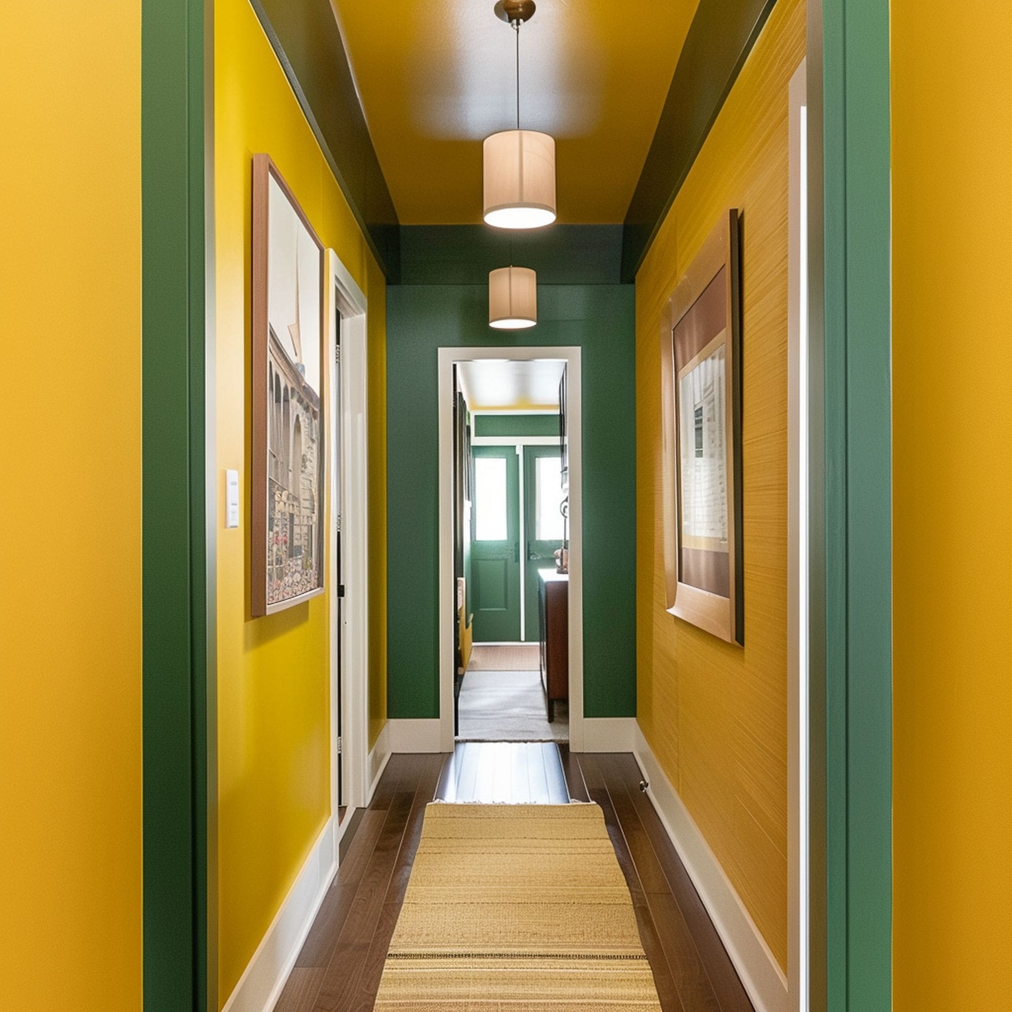 Color Blocking Yellow and Green Hallway