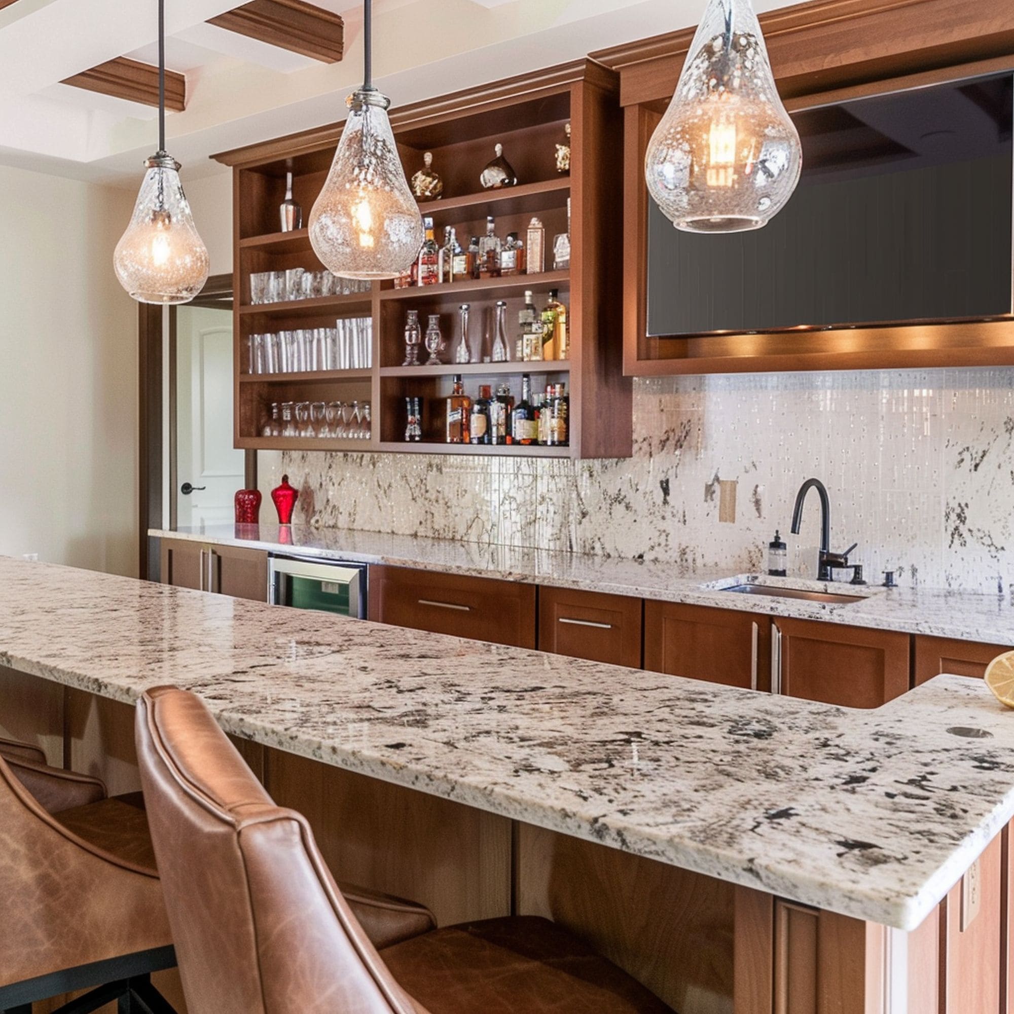 Home Bar With Pendant Lights