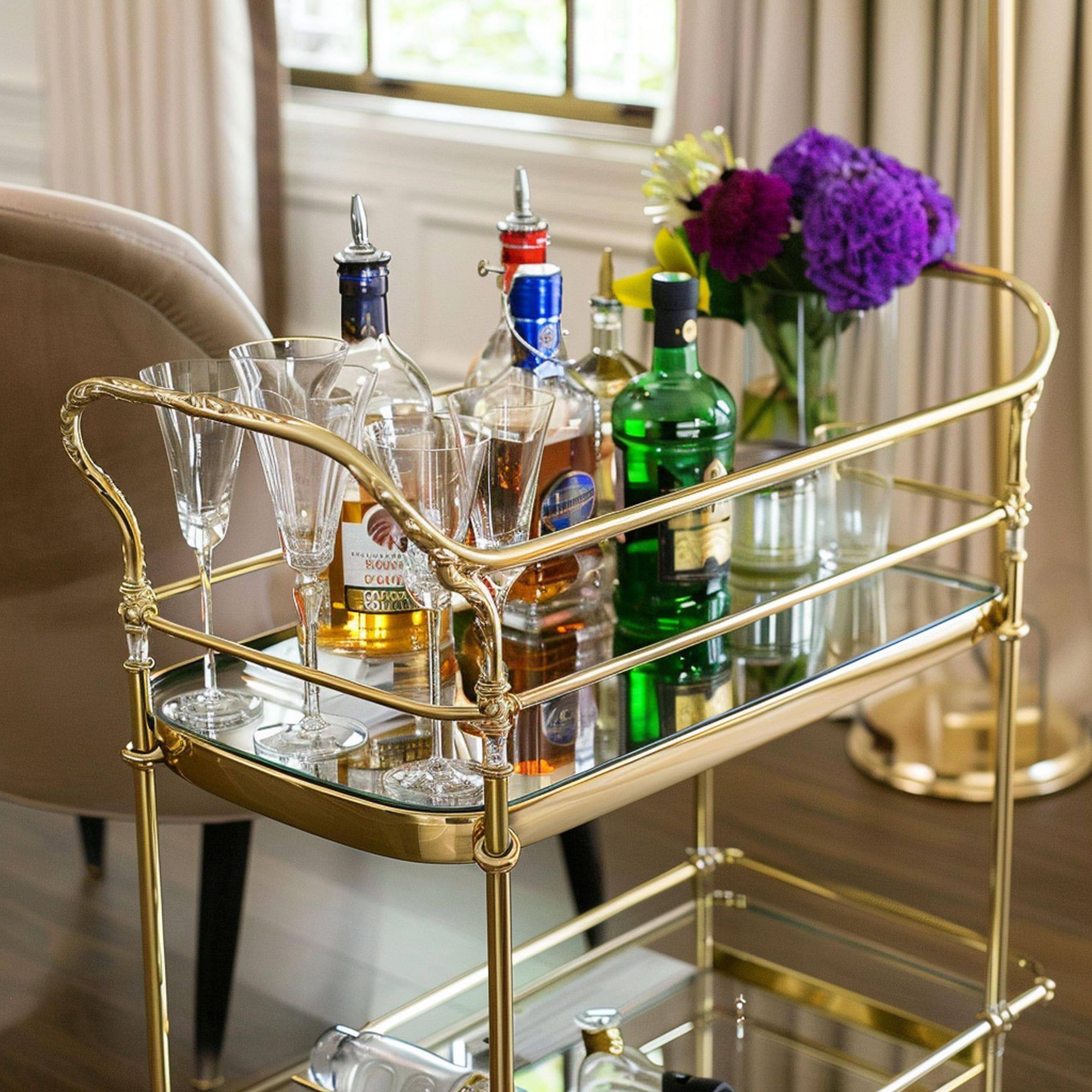 Classy Gold Bar Cart