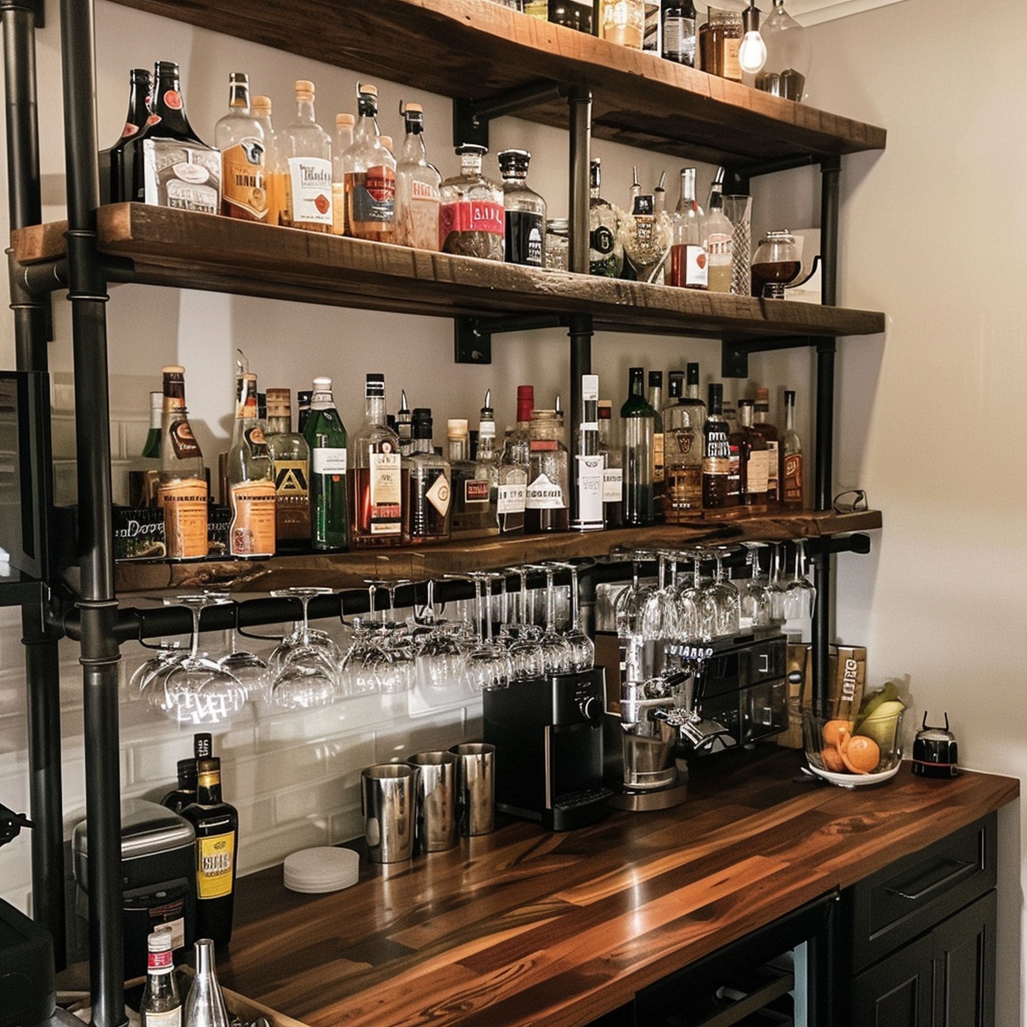 Home Bar With Rich Selection of Drinks
