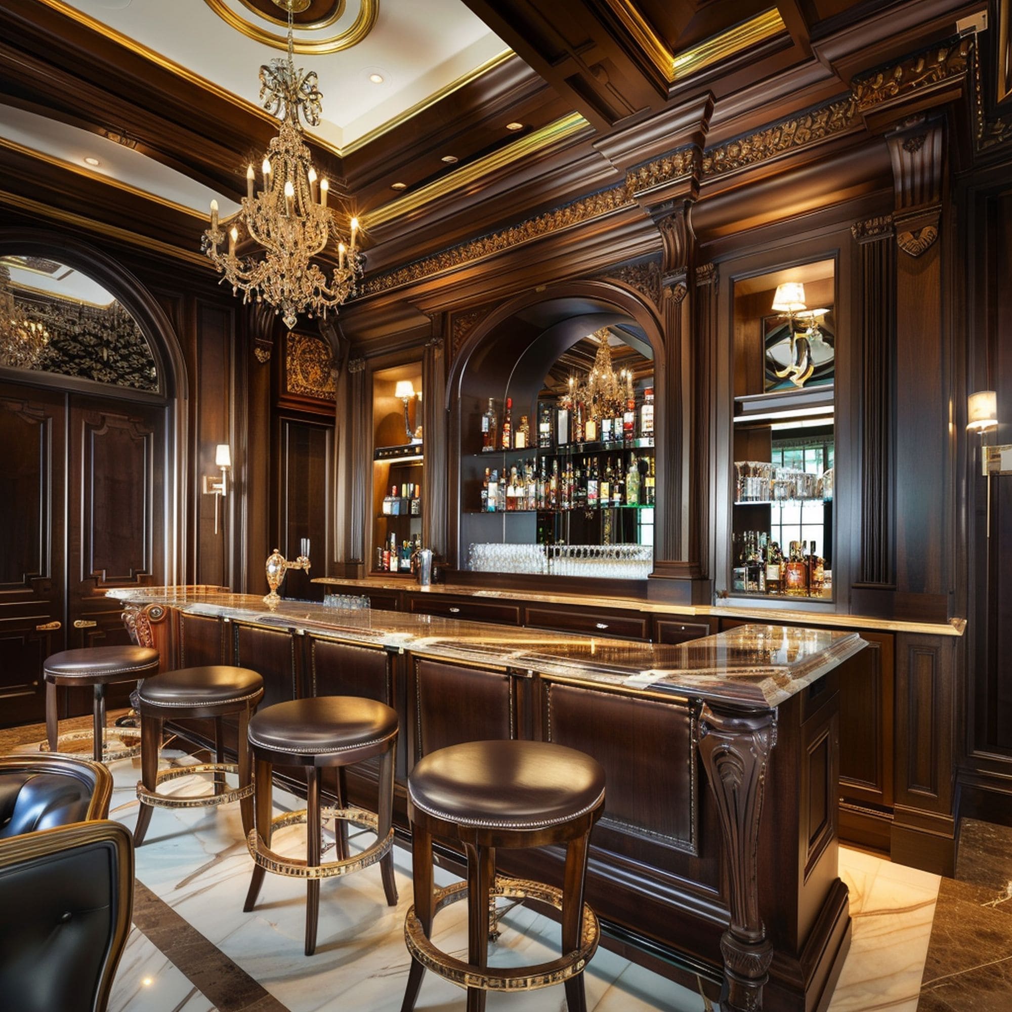 Traditional Rich Brown Home Bar