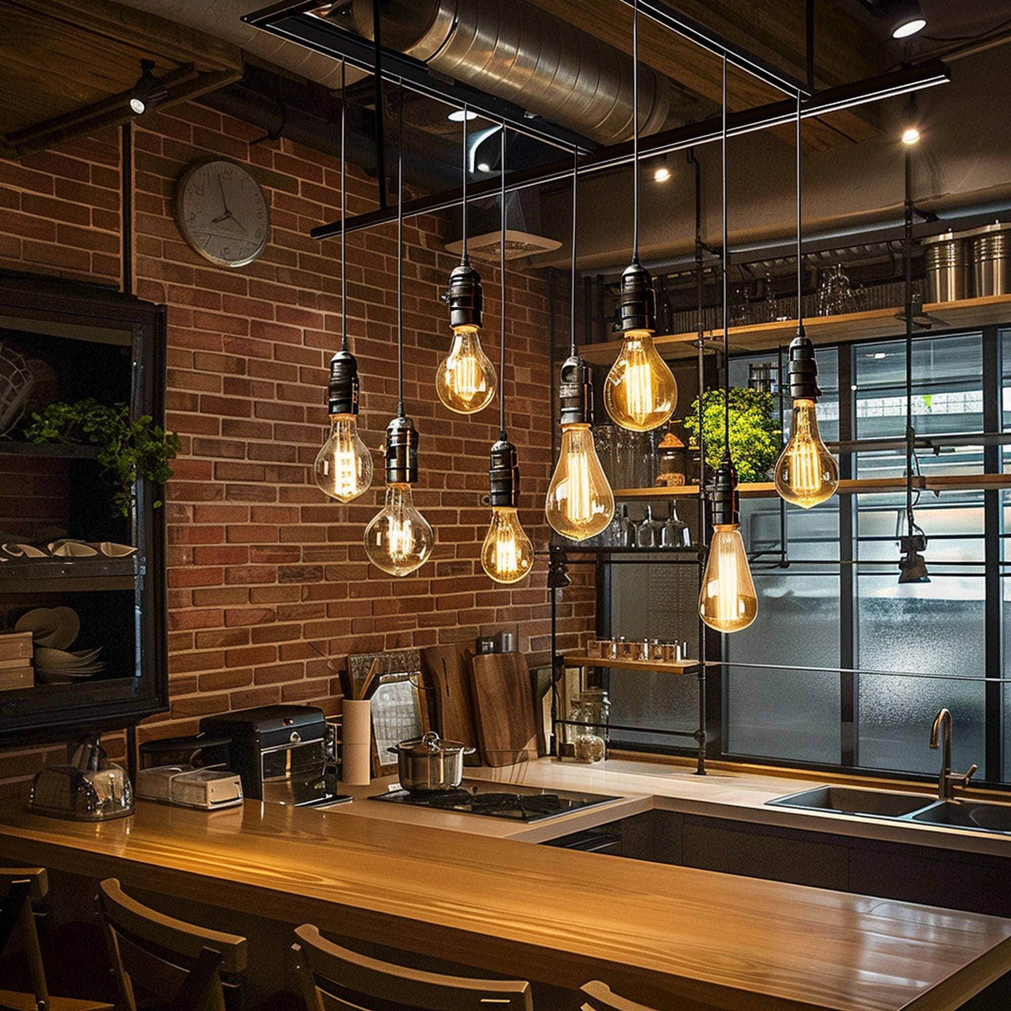 Edison Light Bulbs in the Kitchen