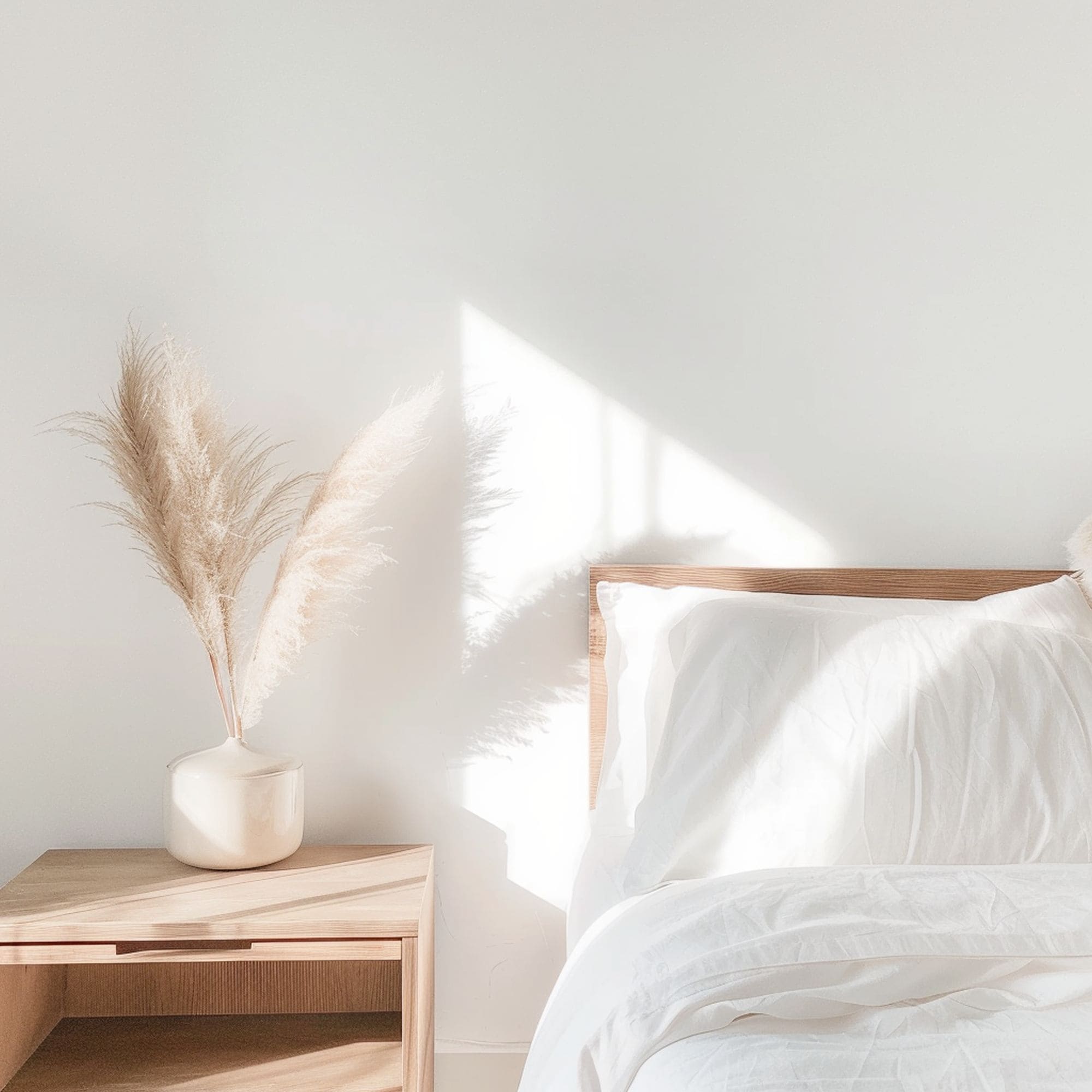 Pampas Grass on Bedroom Nightstand