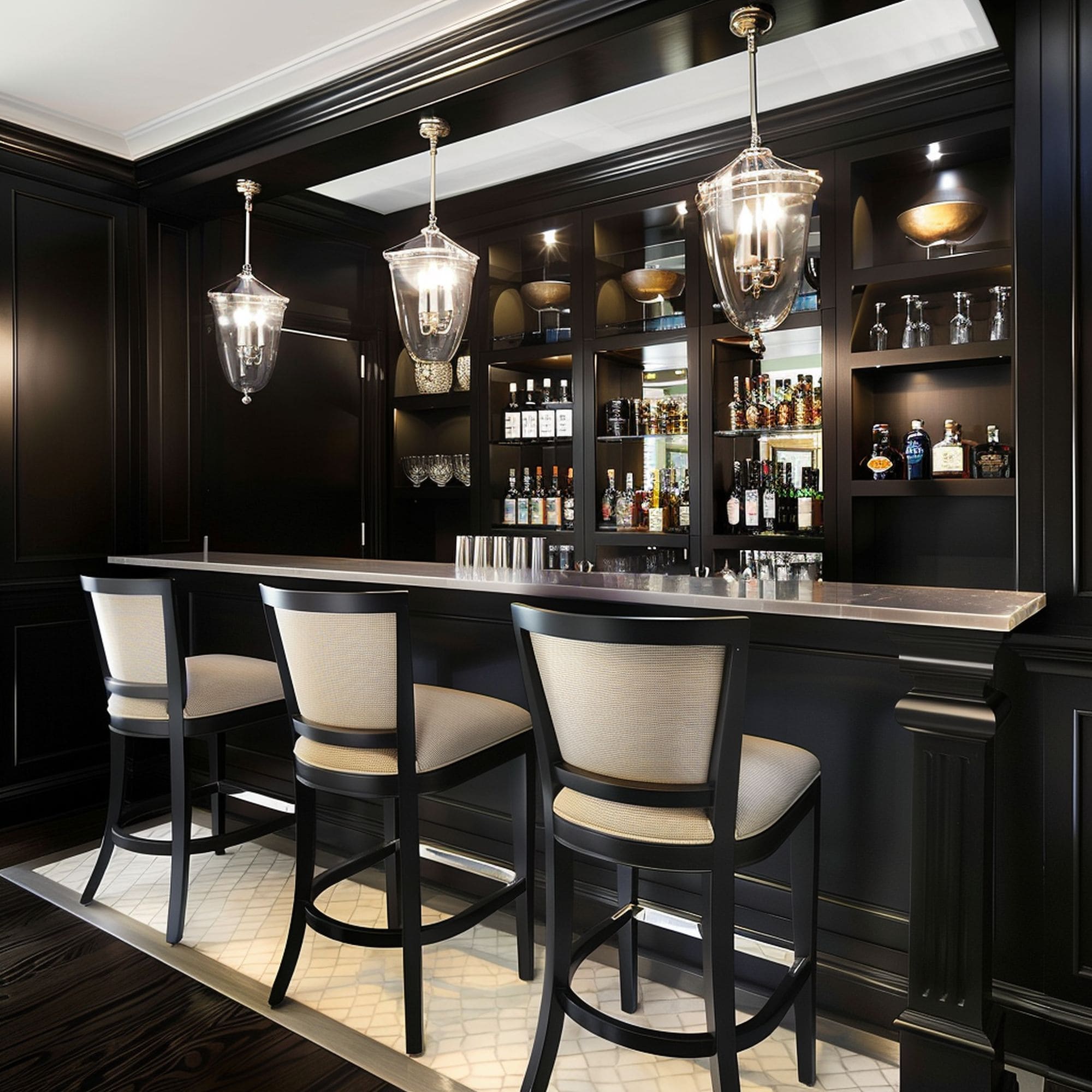 Elegant Black Home Bar