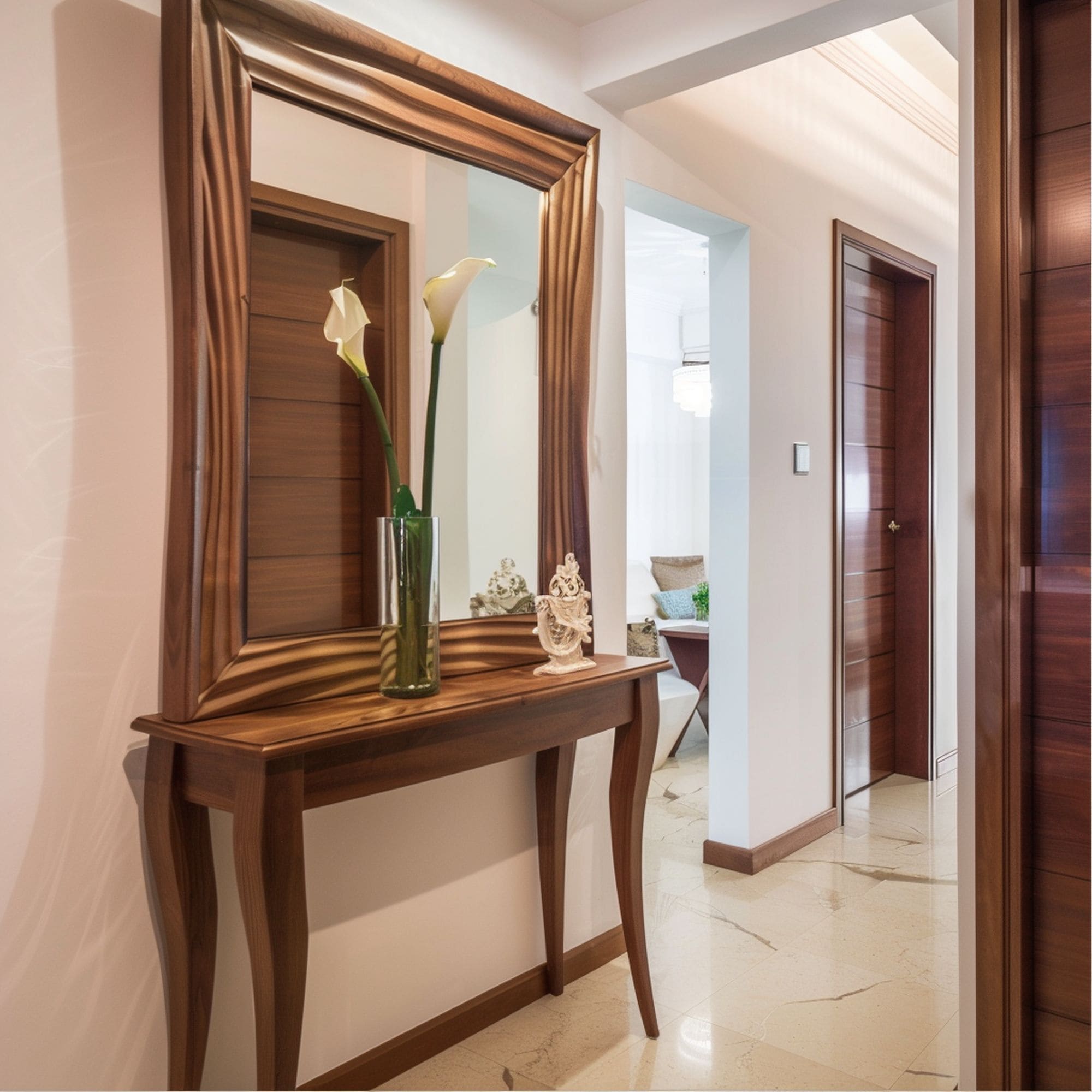 Hallway Featuring Large Mirror