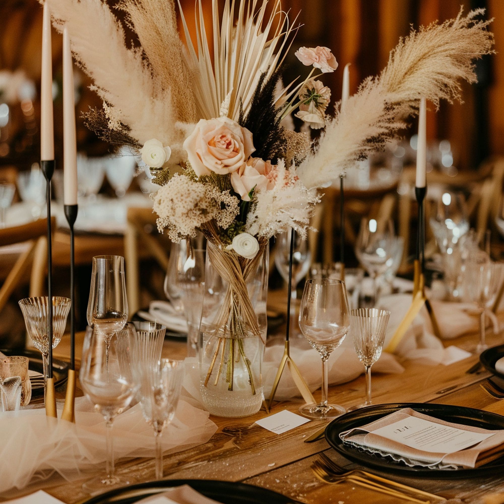Pampas Grass Wedding Table Decoration