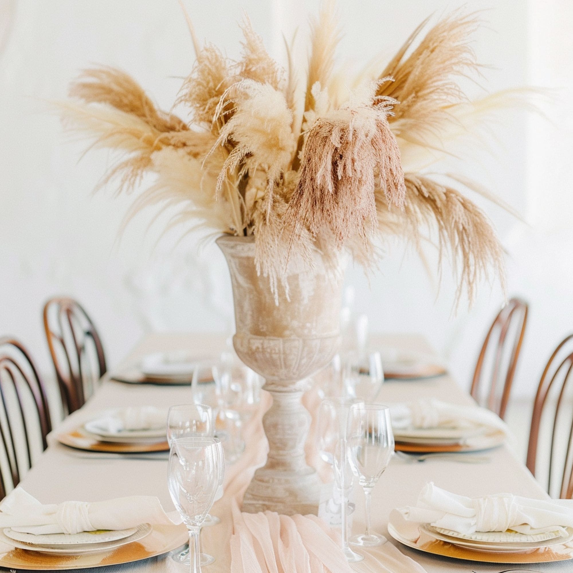 Pampas Grass in Dining Table Urn