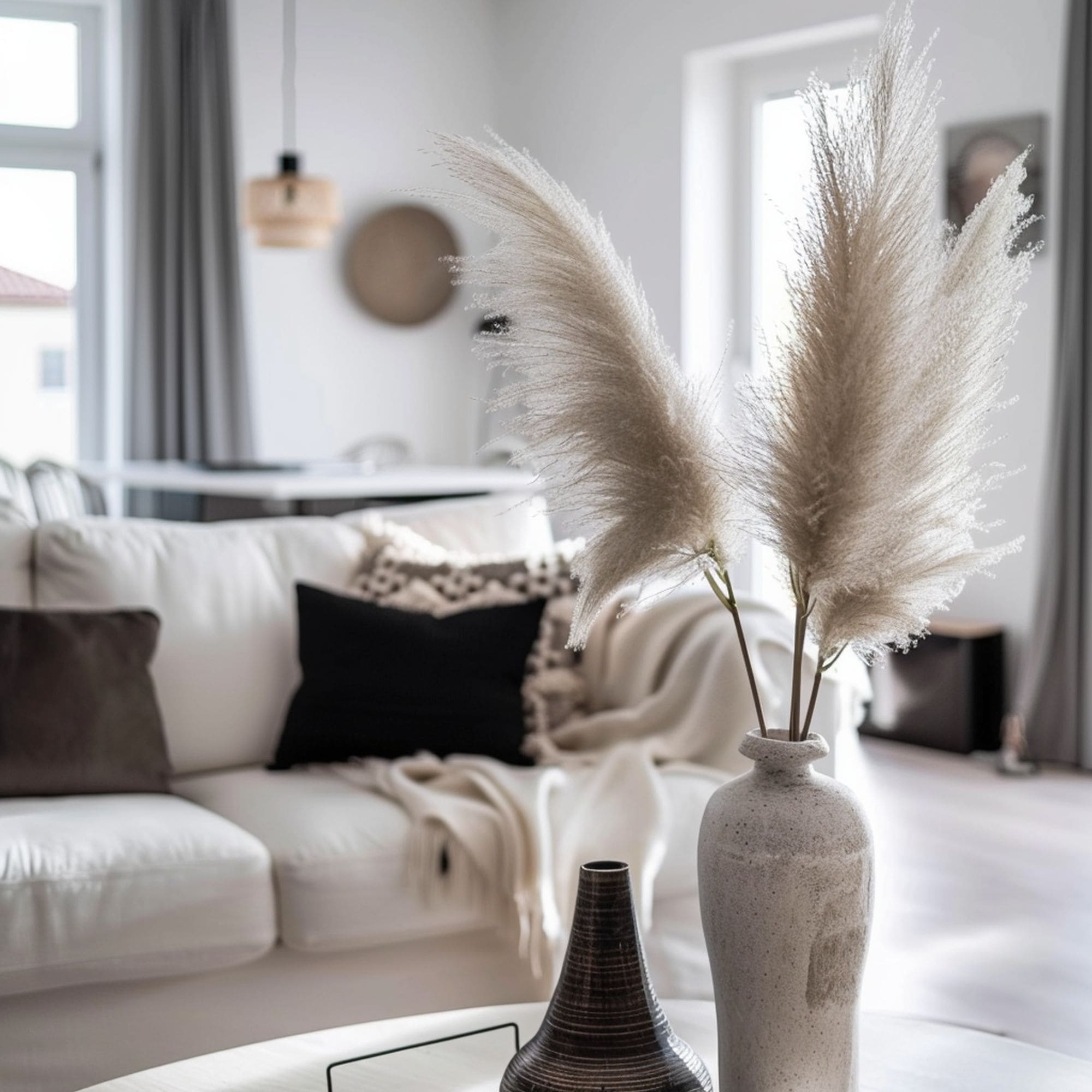 Pampas Grass in Neutral Living Room