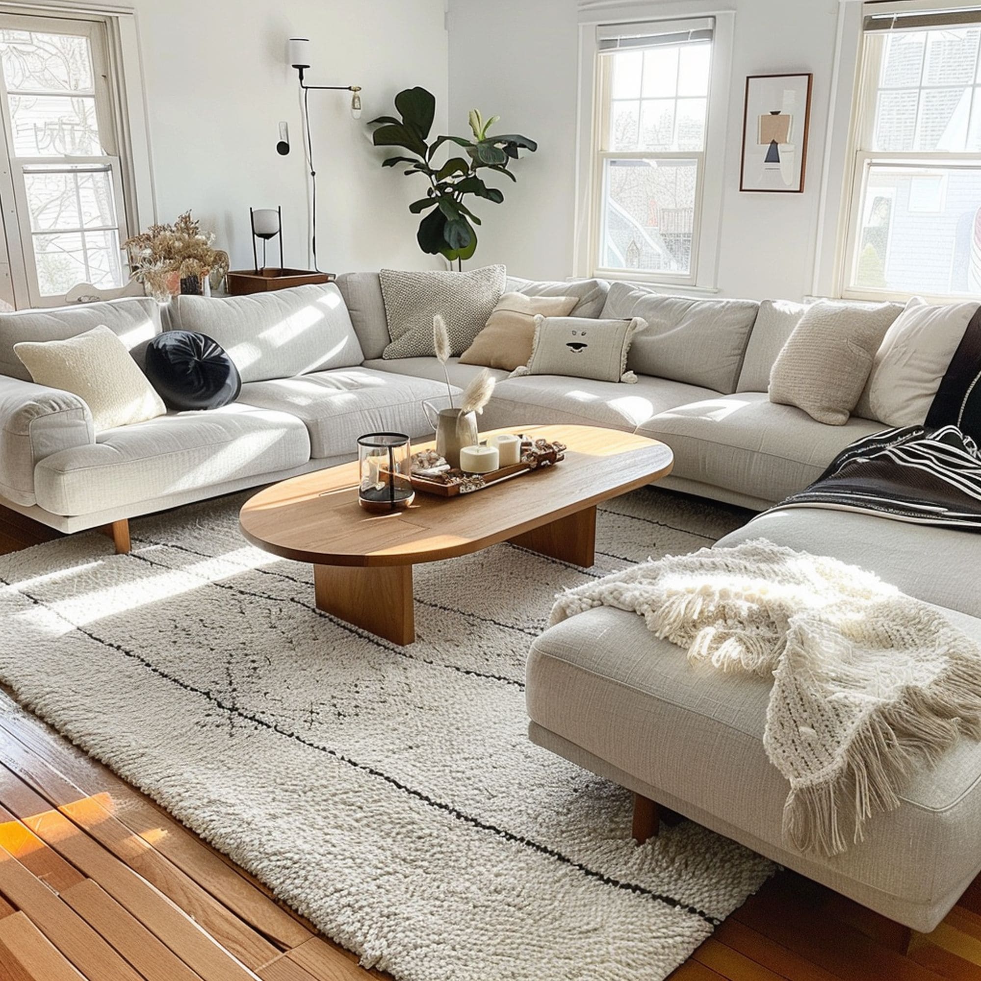Hygge Living Room With Soft Area Rug