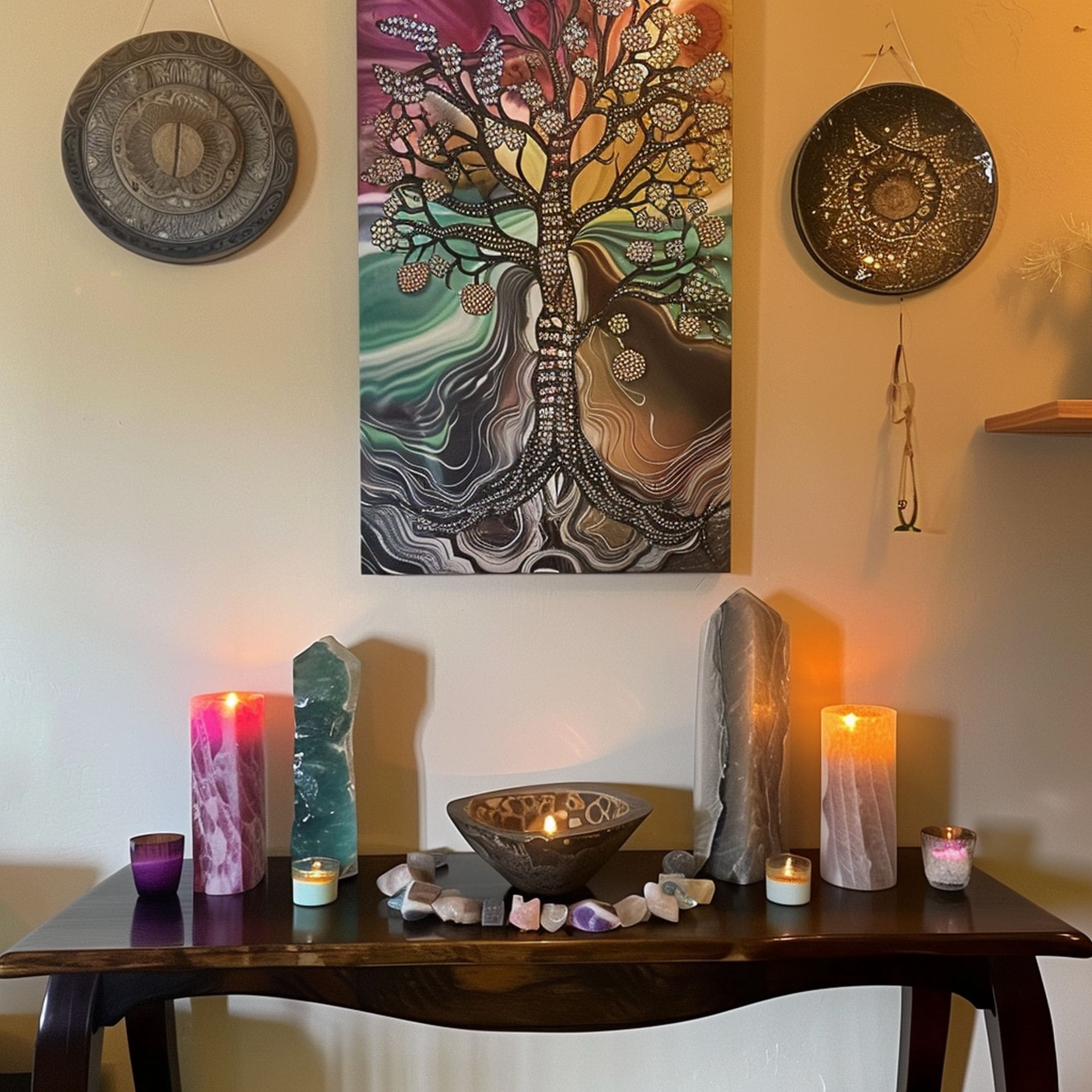 Personalized Meditation Spot With Crystal Decorations