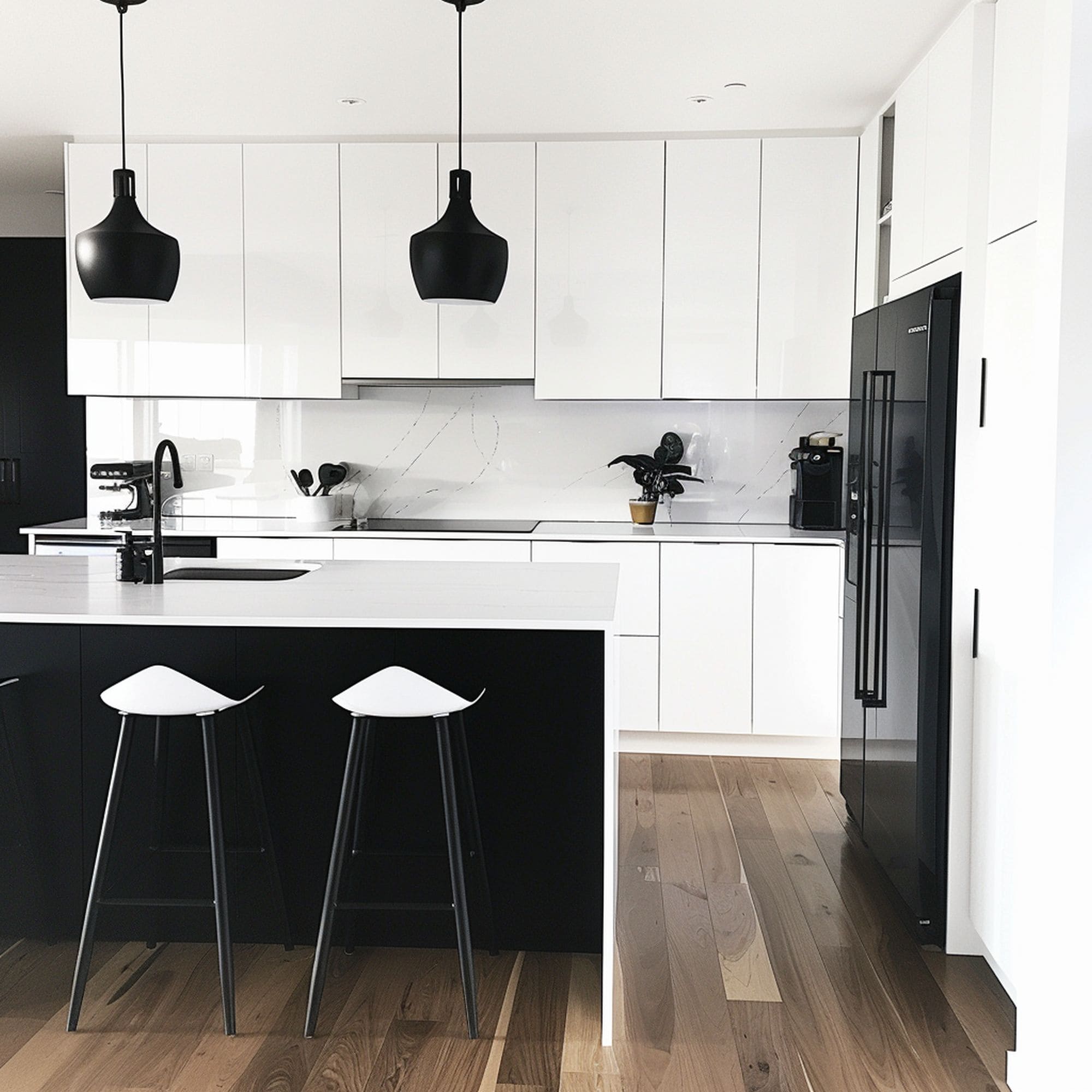 Minimalist Black and White Kitchen