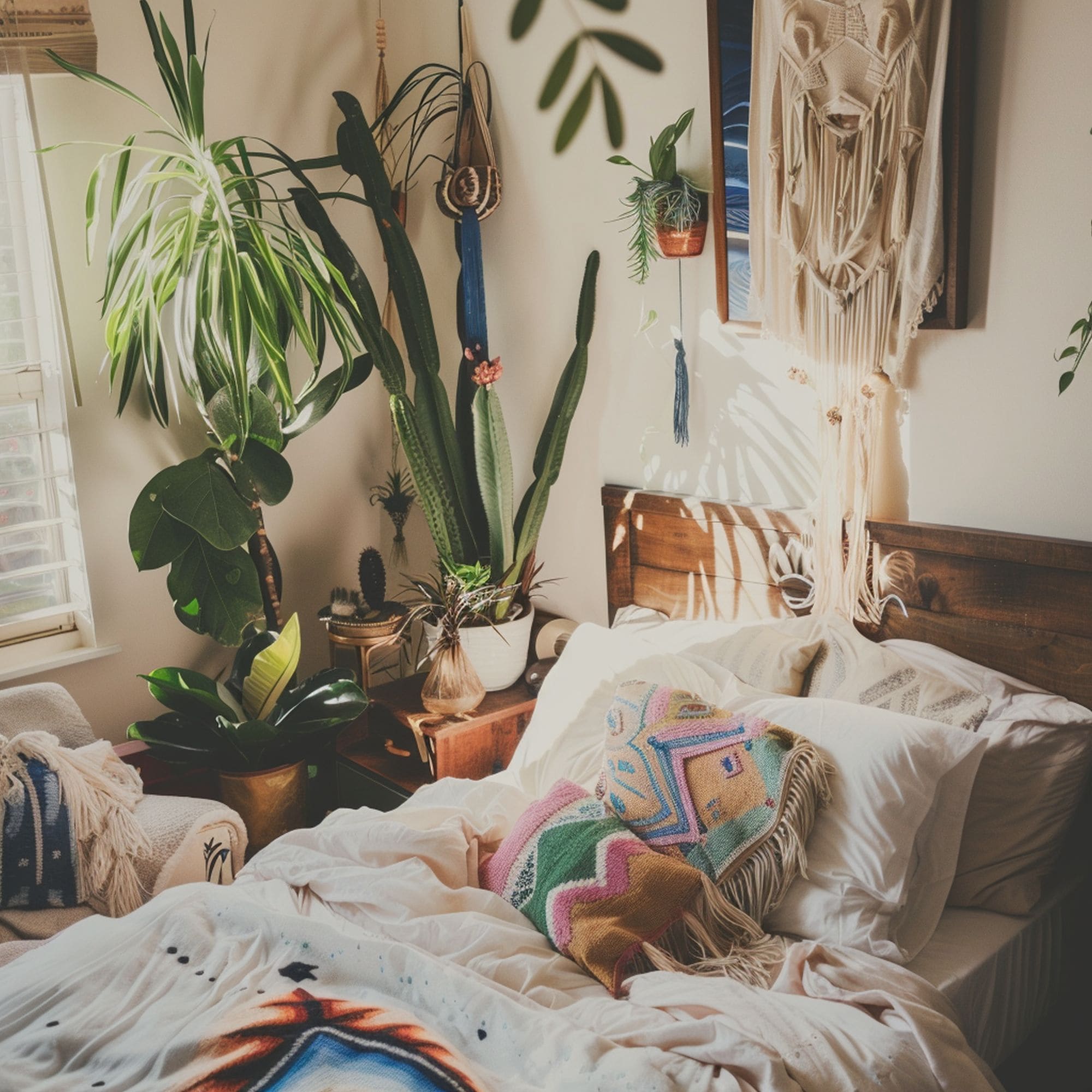 Bohemian Bedroom With Various Plants