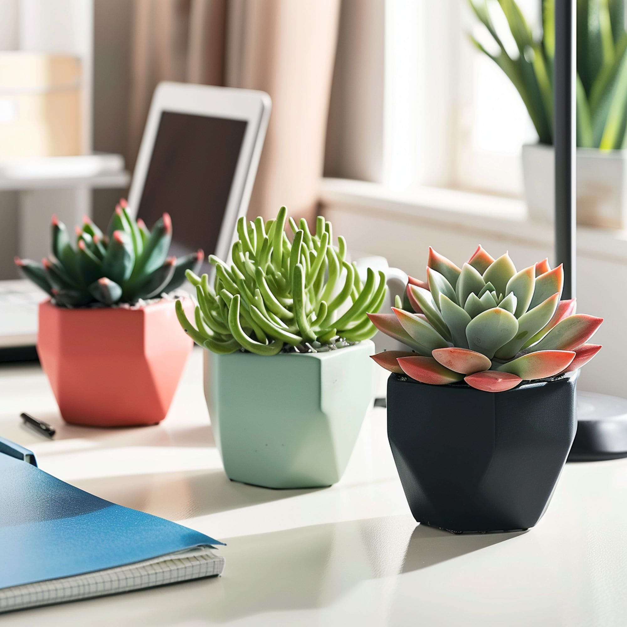 Succulent Plants on Home Office Desk