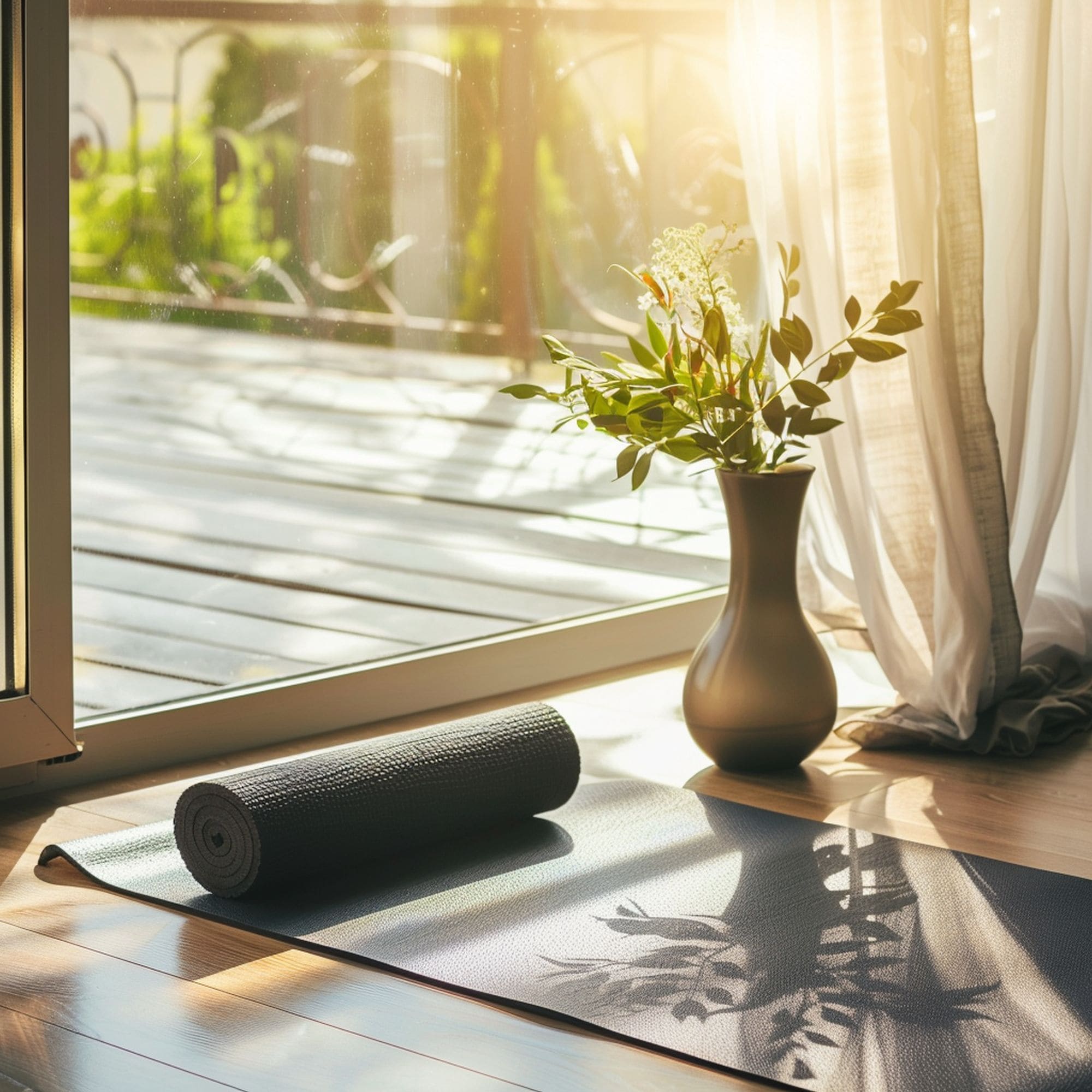 Yoga Mat Spread Out on the Floor