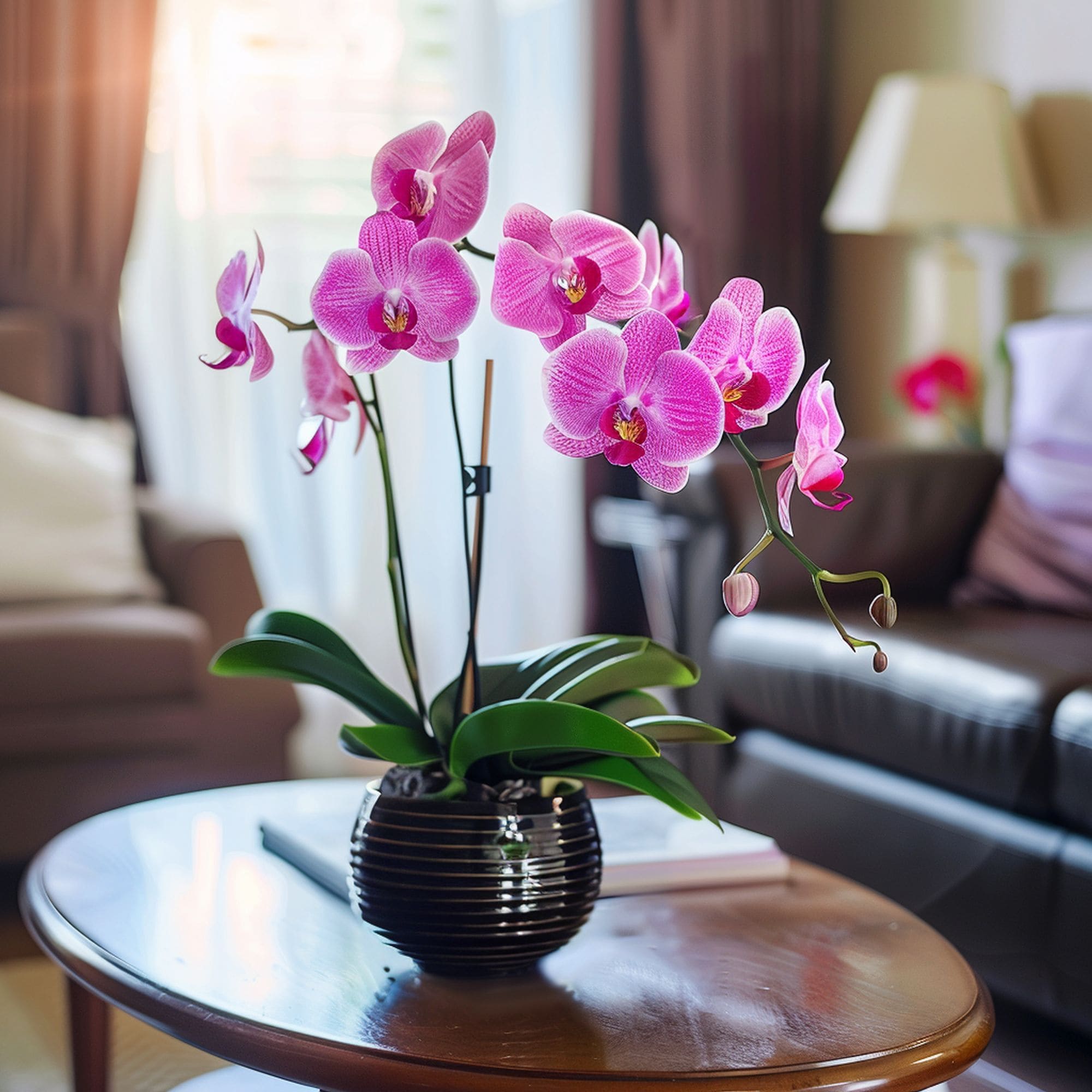 Pink Orchid on Coffee Table