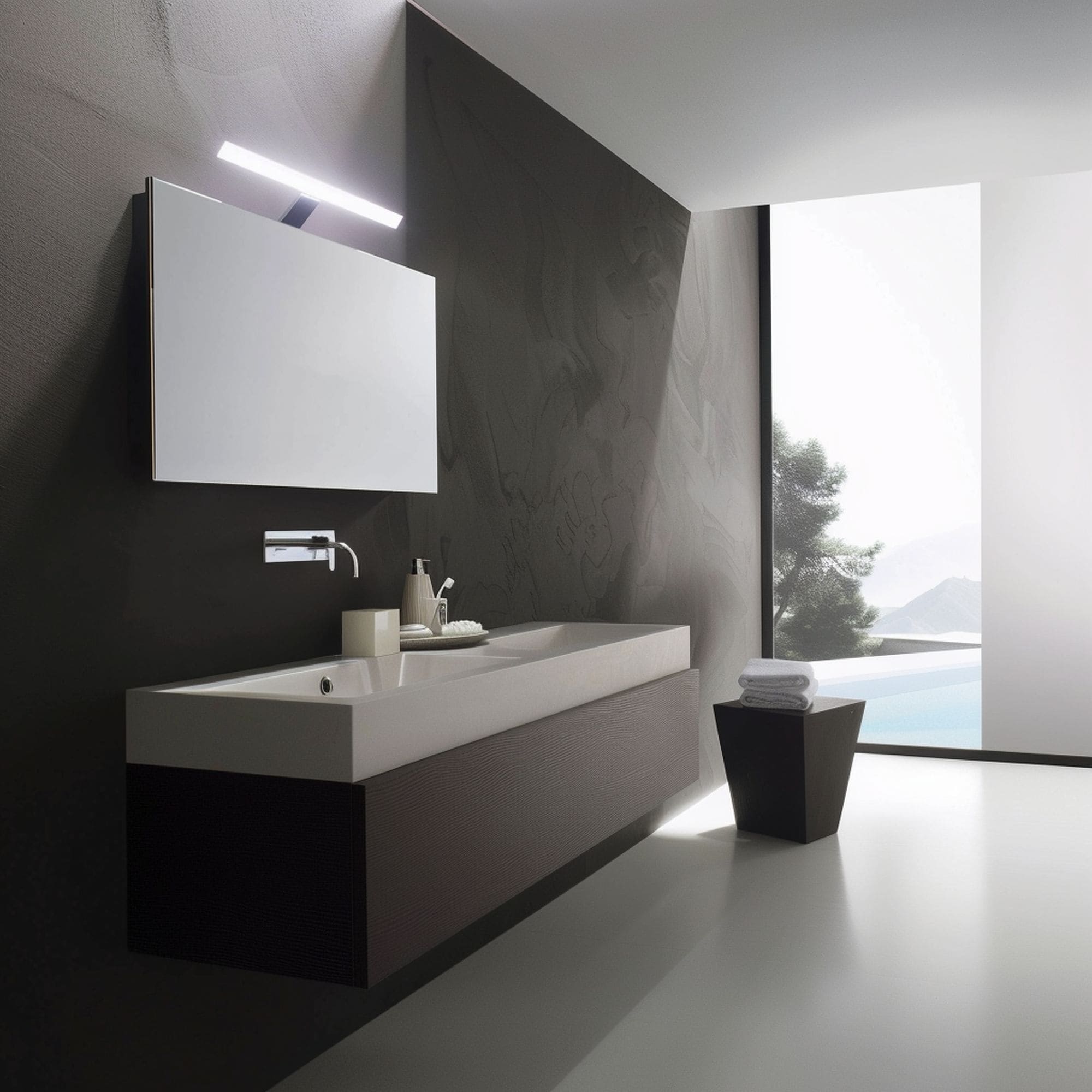 Minimalist Dark Bathroom