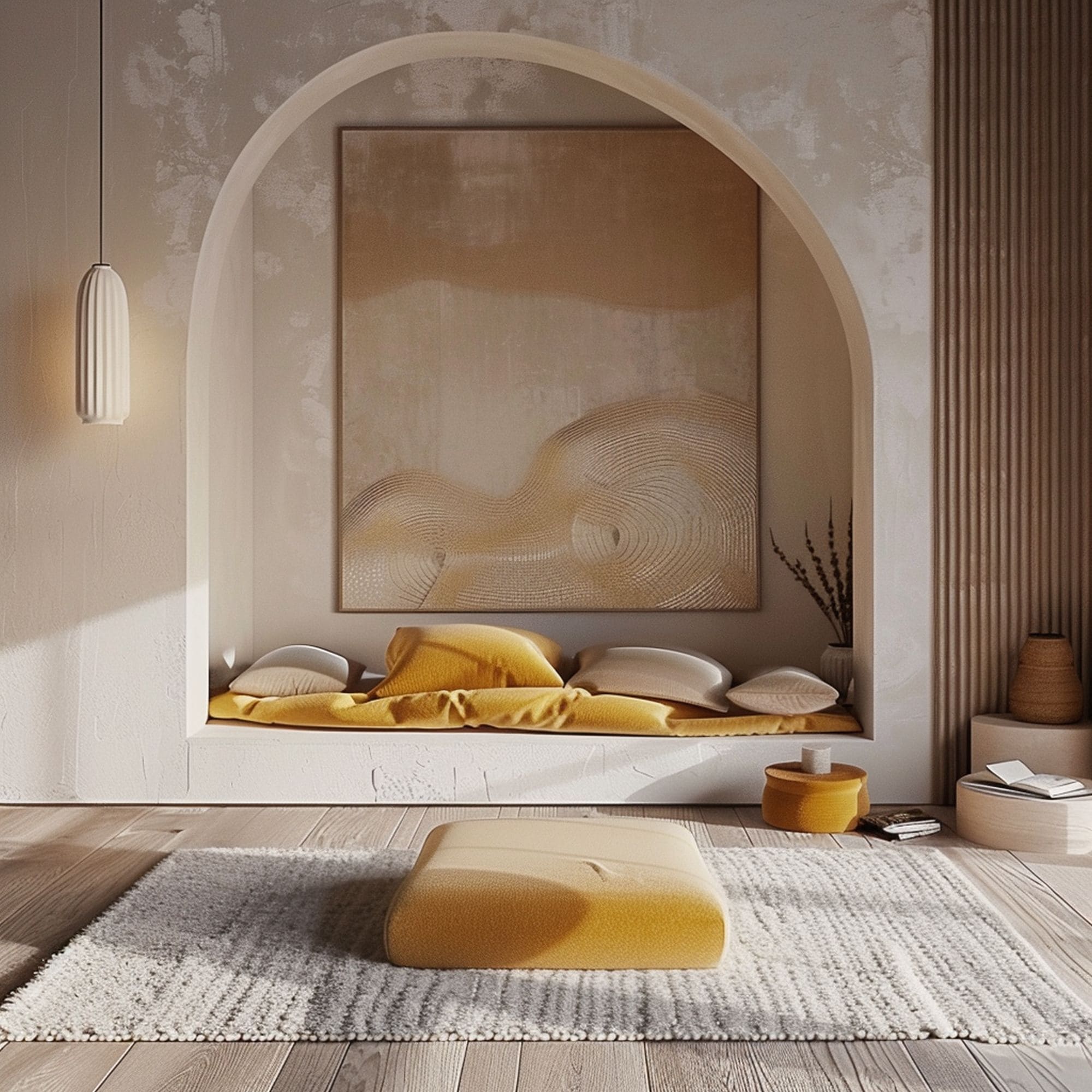 Neutral Meditation Spot With Yellow Accents