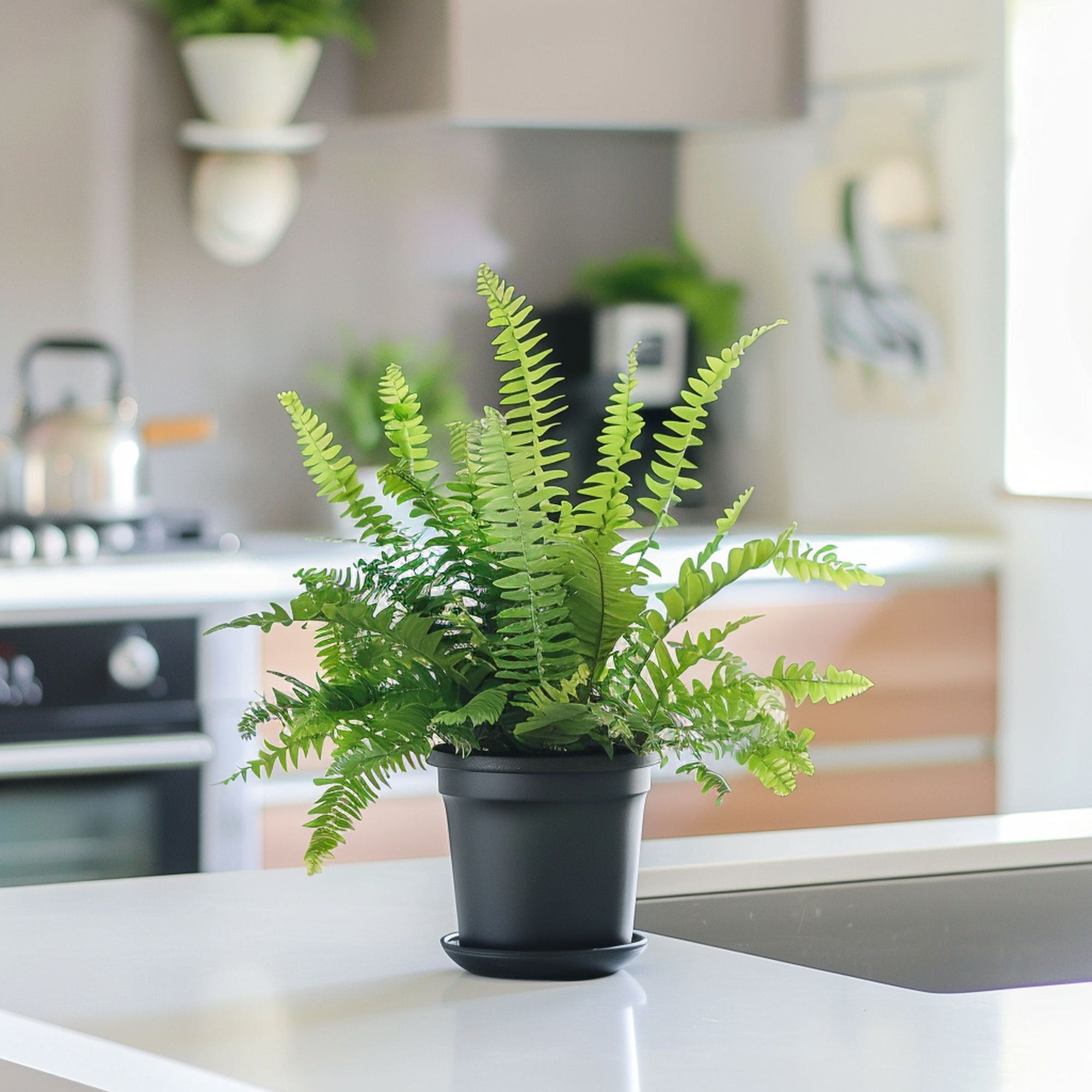 Decorative Fern on Kitchen Countertop