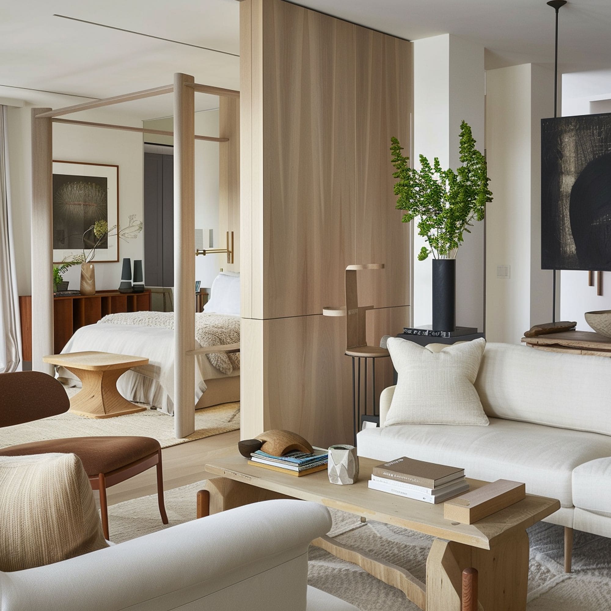 Casual Sophisticated Studio With Room Divider