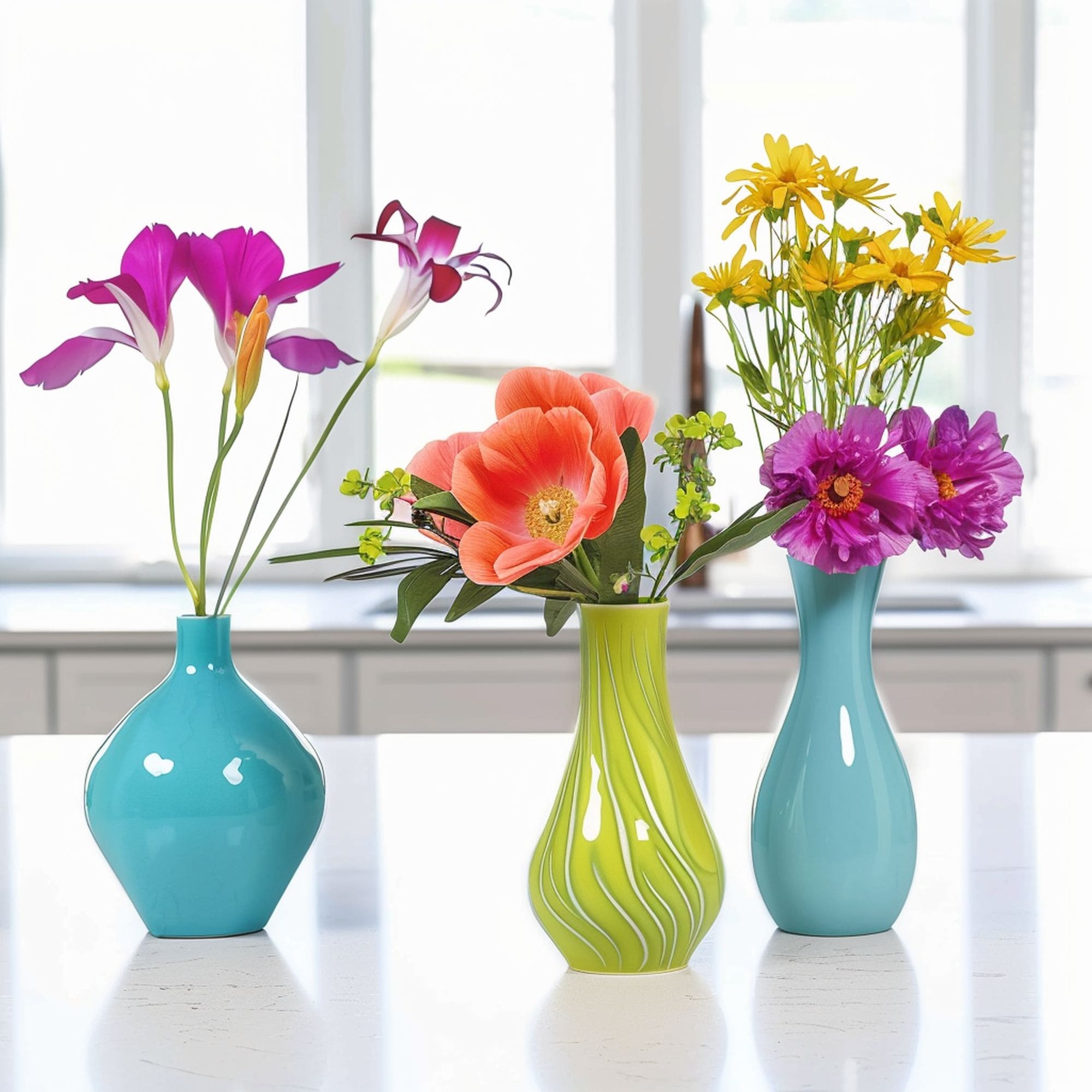 Flowers in Colorful Stylish Vases