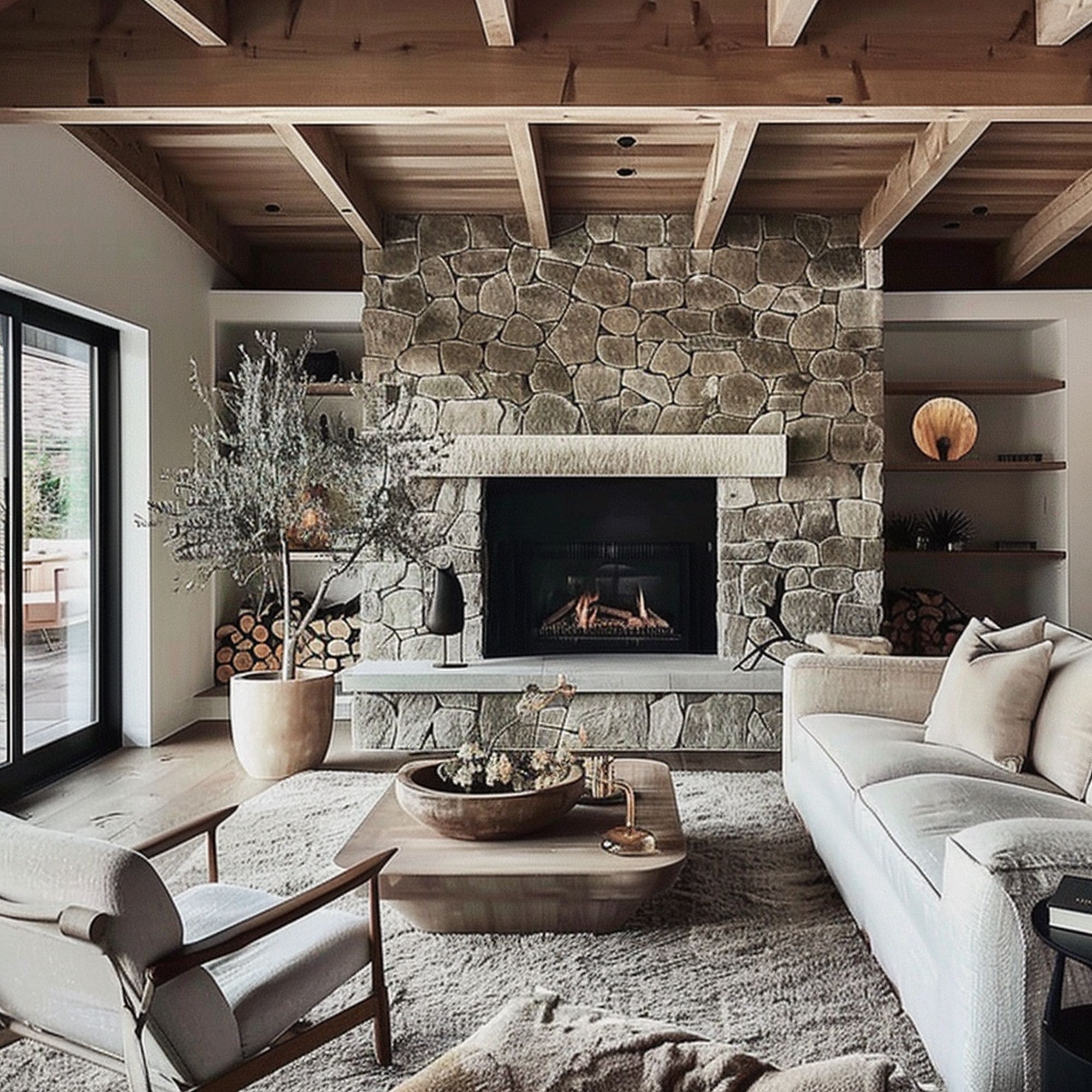Hygge Living Room With Fireplace