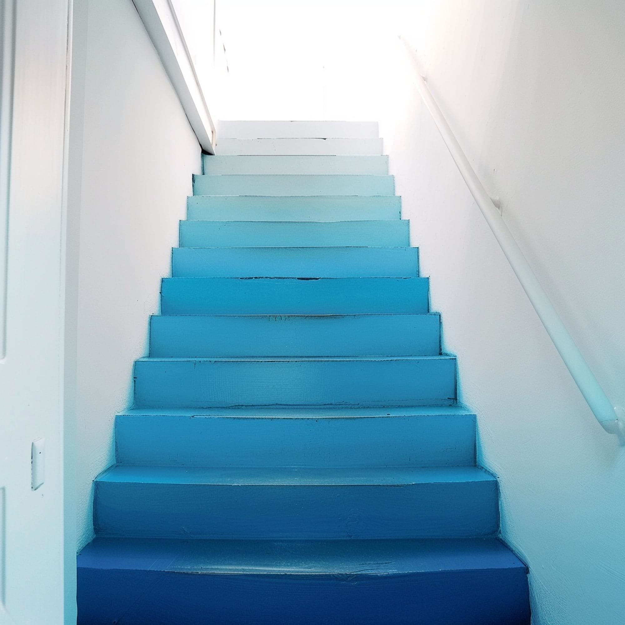 Blue Ombre Style Painted Stairs