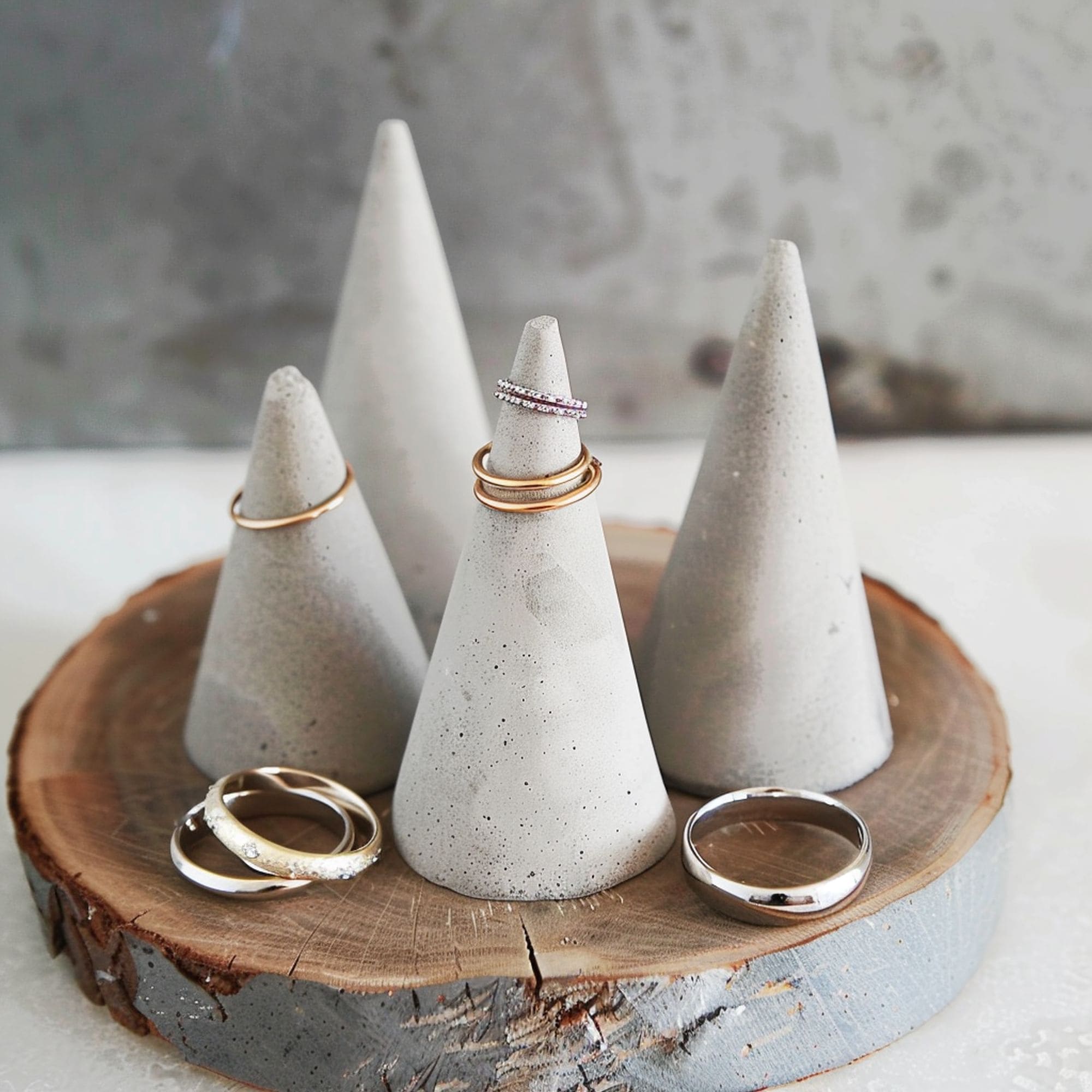 Cement Cone Jewelry Display