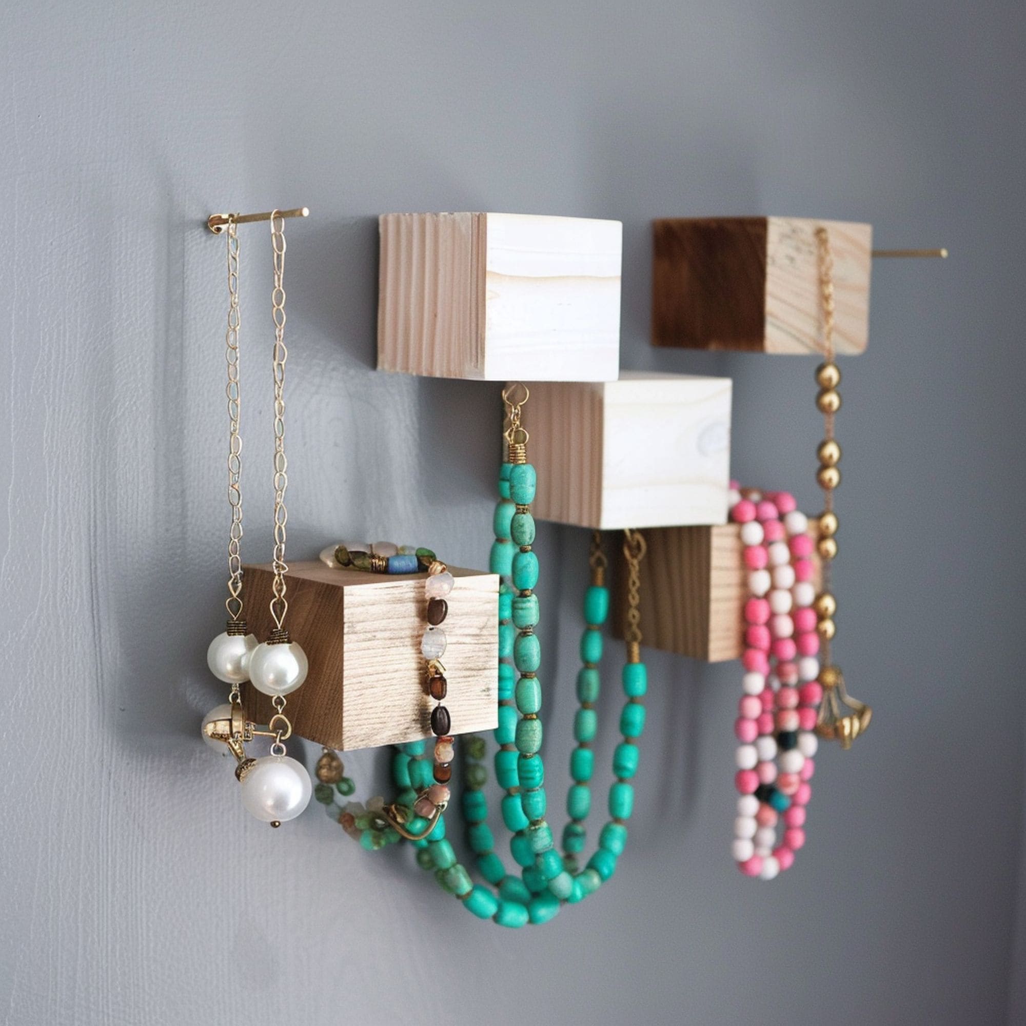 DIY Wood Blocks Jewelry Display