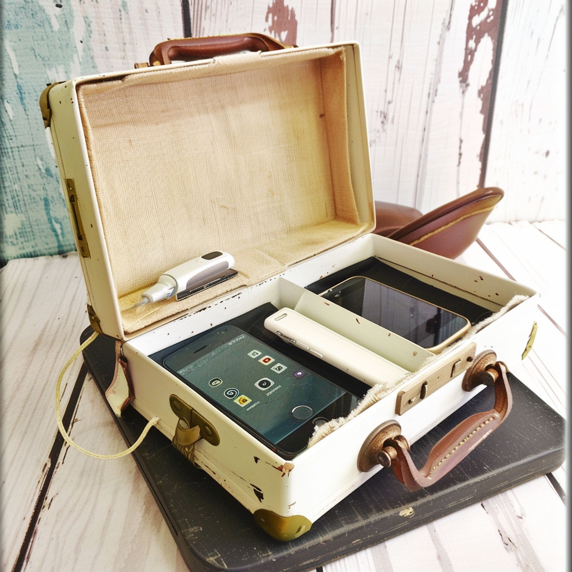 Old Suitcase Upcycled as Phone Charging Station