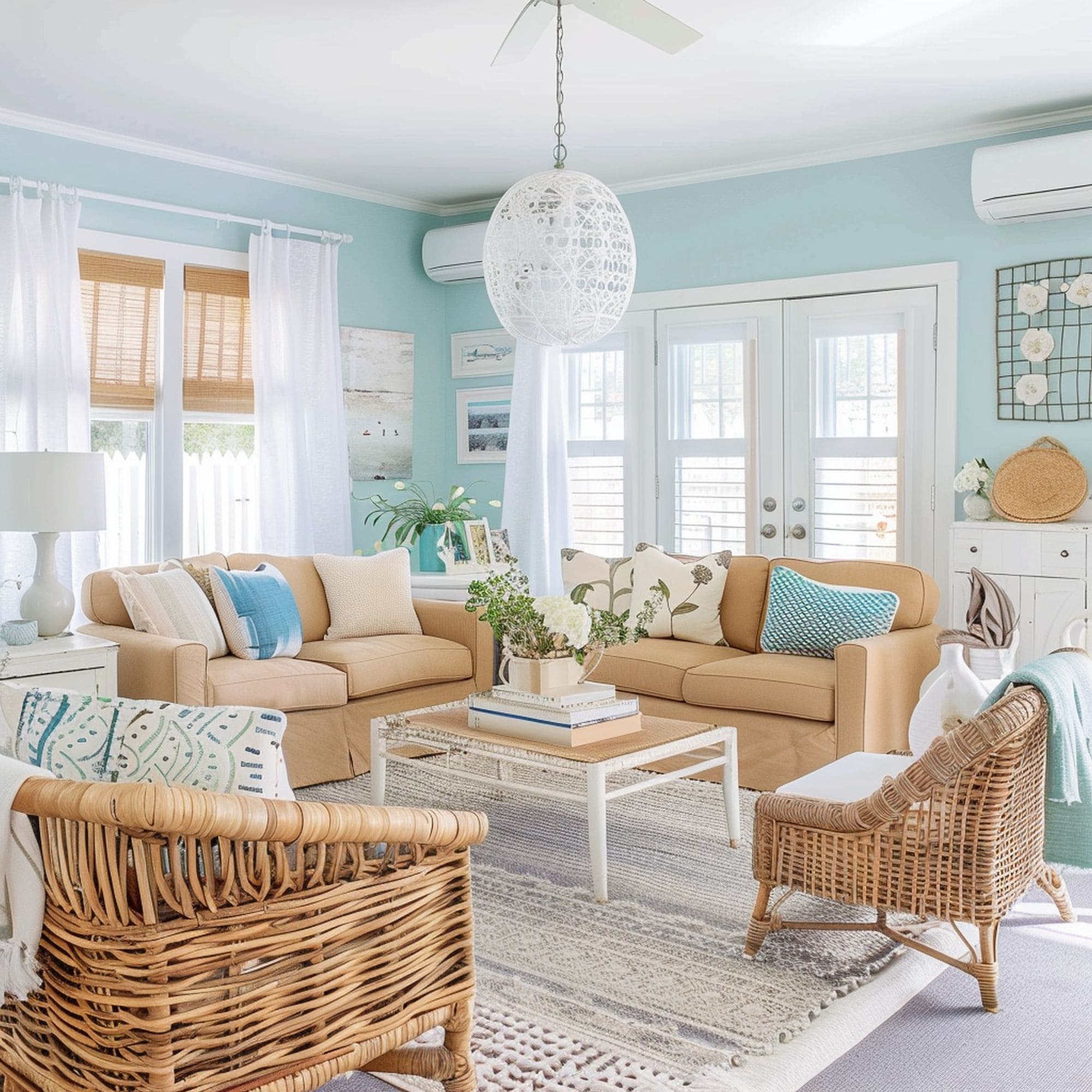 Cottage Style Blue Living Room