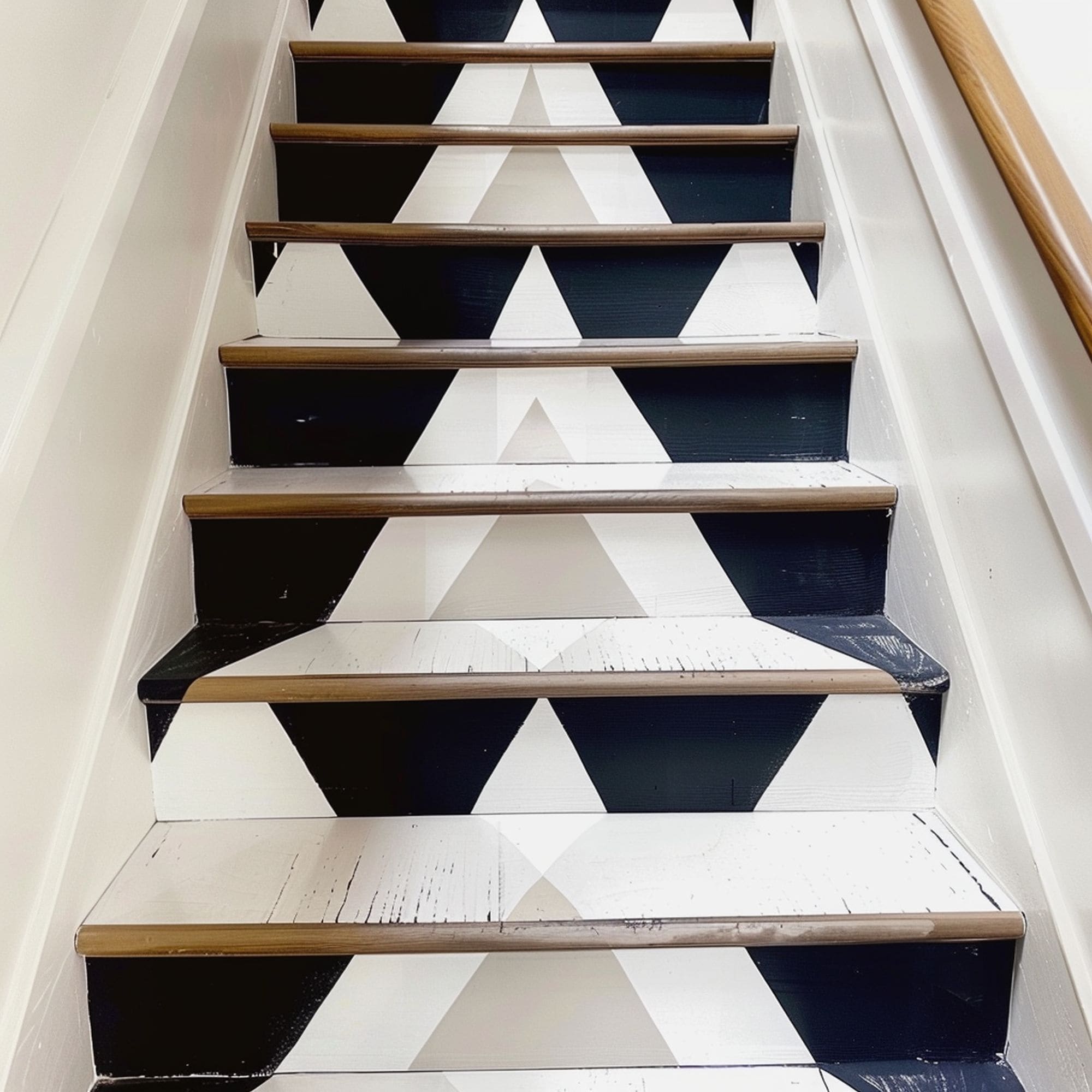 Geometric Triangle Design Painted Stairs