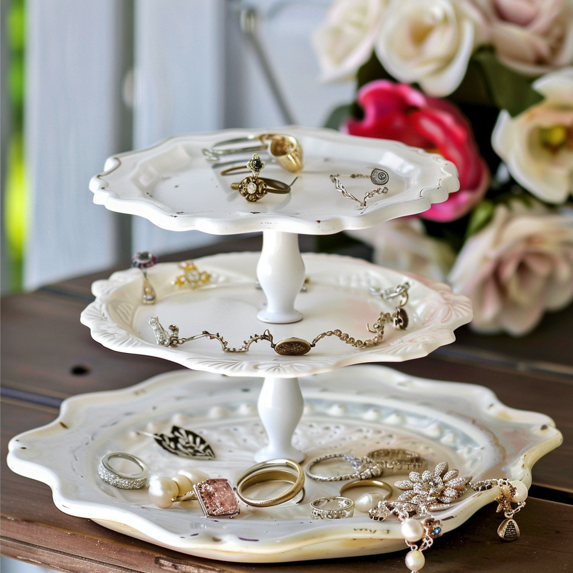 Ornate Tiered Serving Tray Jewelry Display