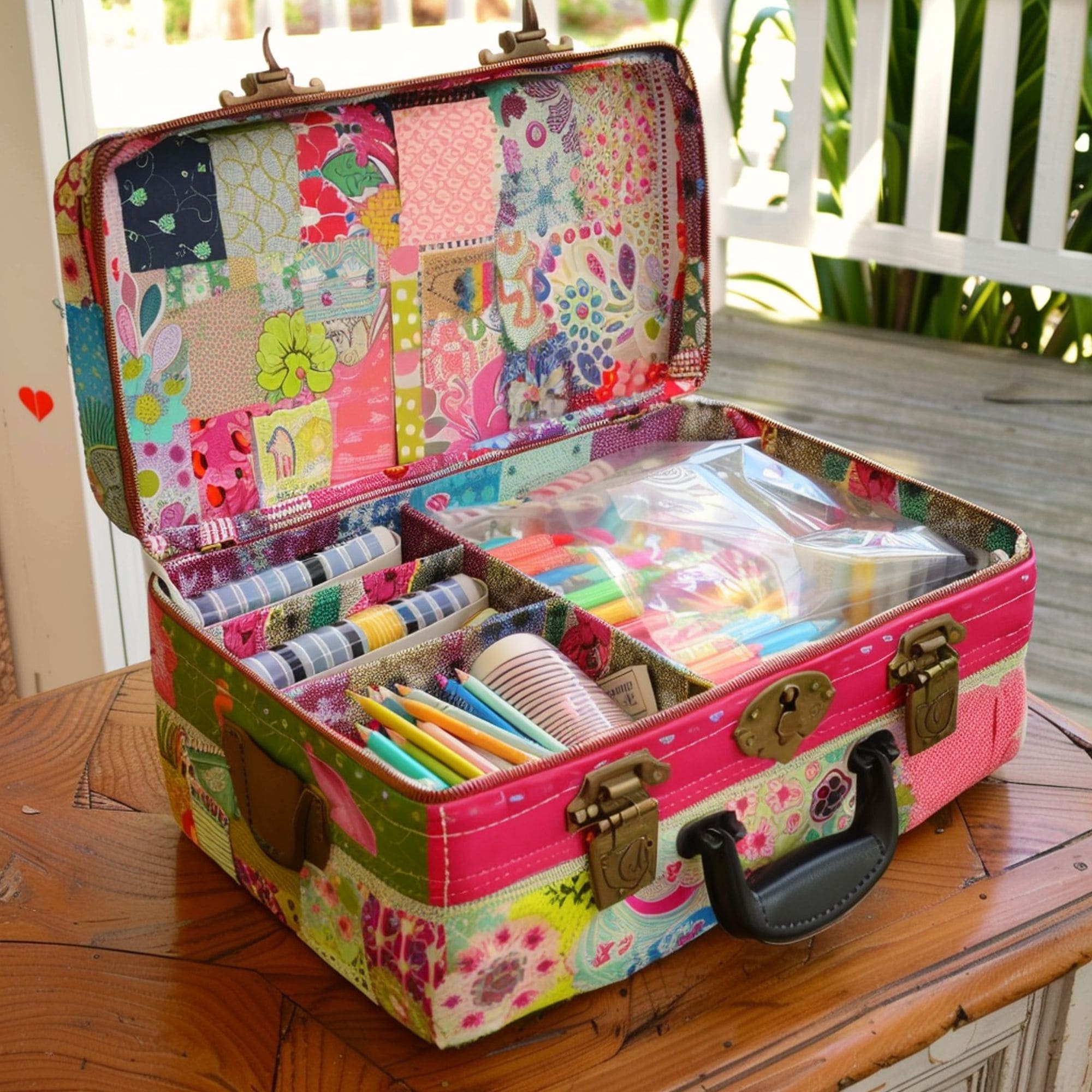 Decorative Suitcases Used for Crafting Supplies Storage